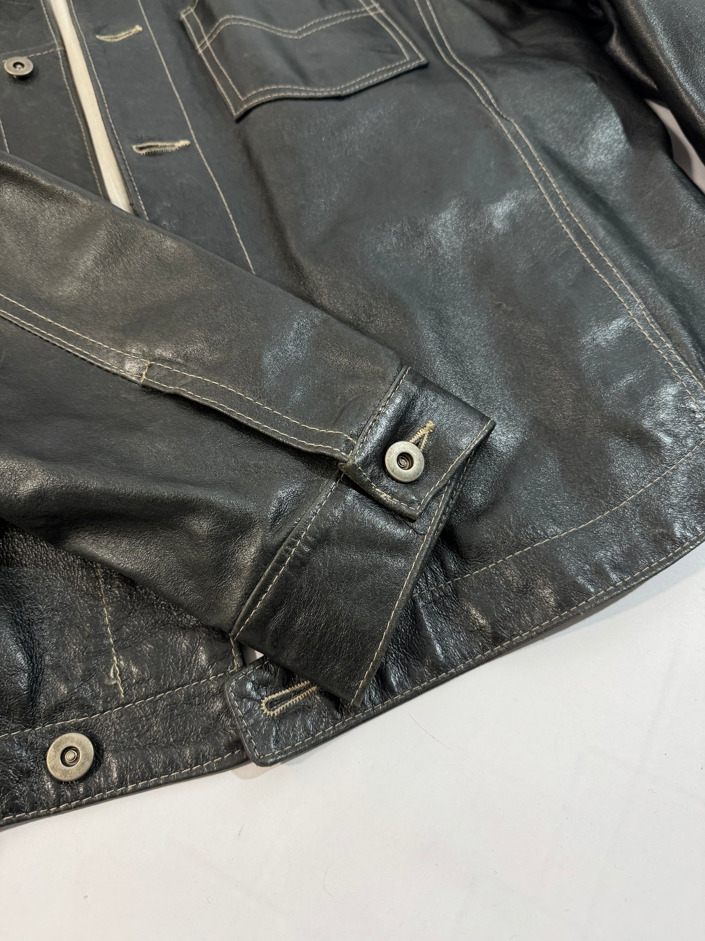 Gun-Metal Gray Vintage Leather Jacket