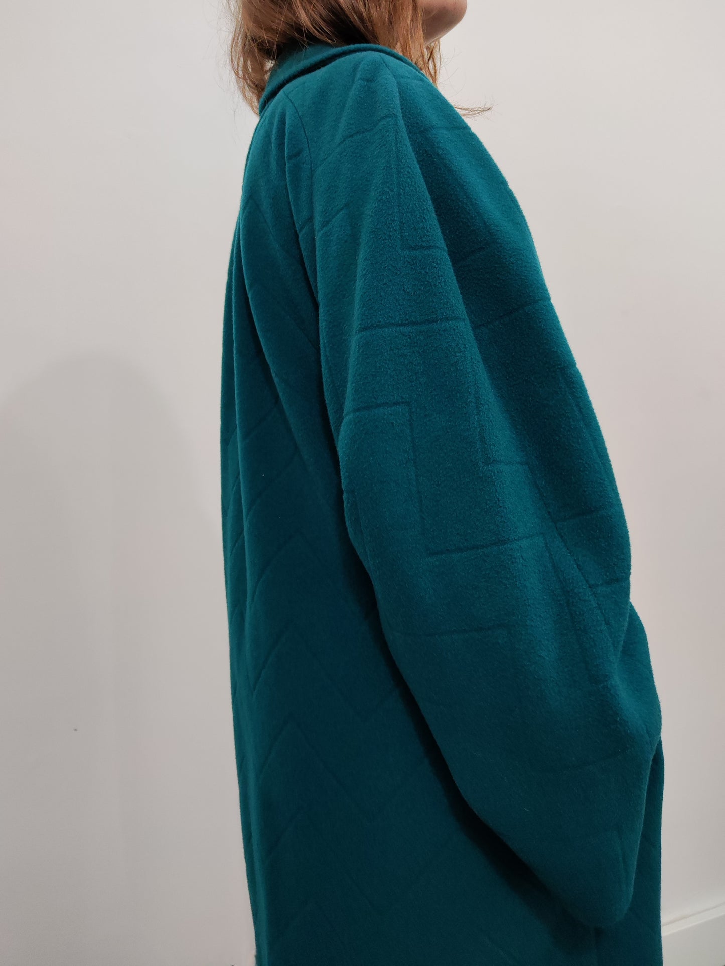 '80s Wool Teal Green Coat- Size L
