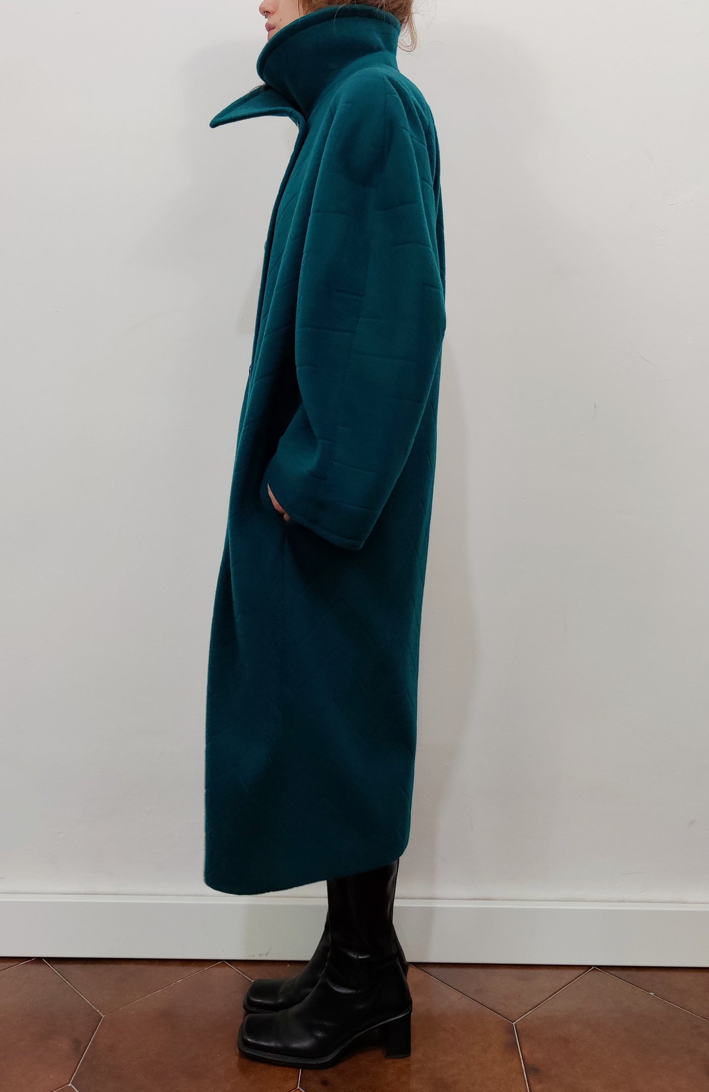 '80s Wool Teal Green Coat- Size L