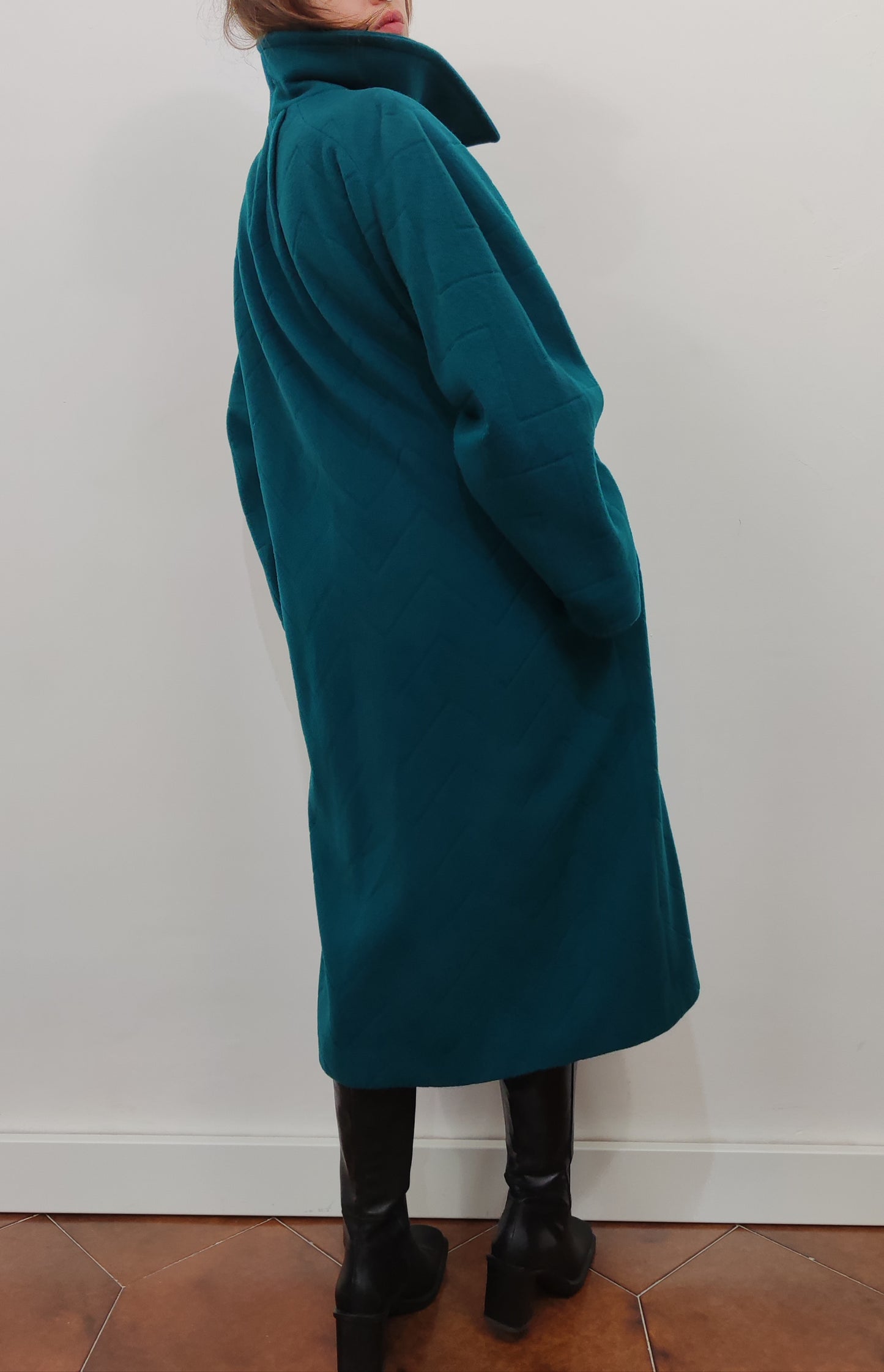 '80s Wool Teal Green Coat- Size L