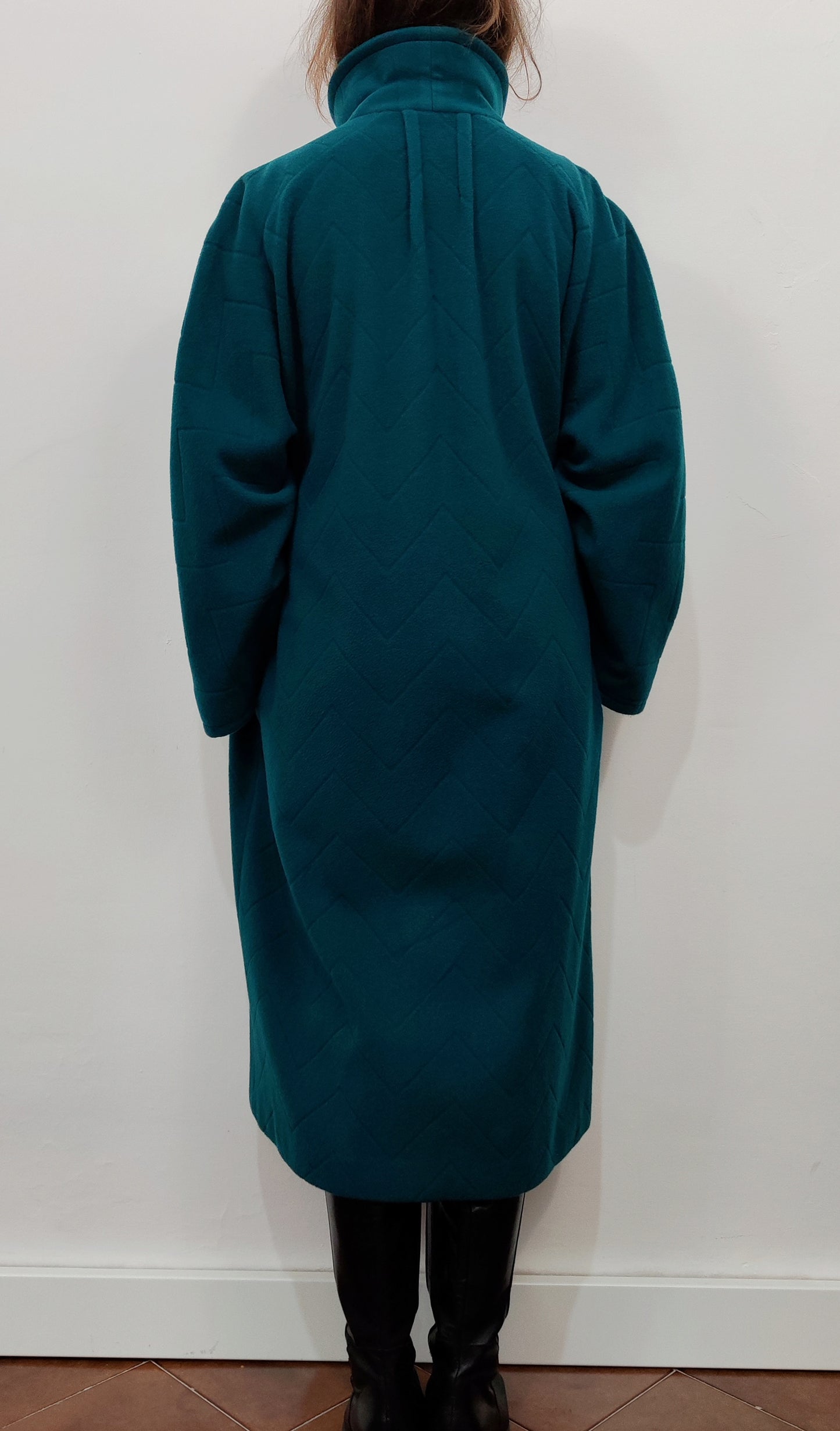 '80s Wool Teal Green Coat- Size L