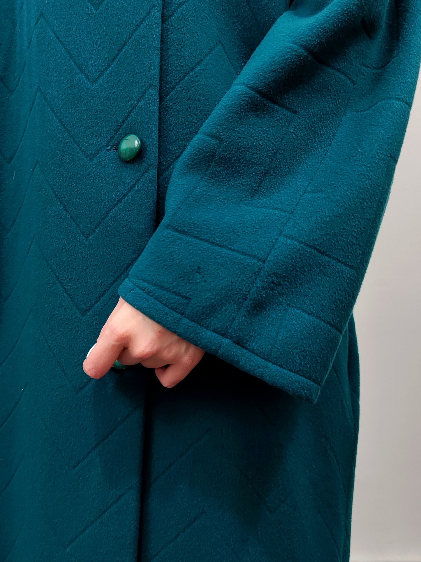 '80s Wool Teal Green Coat- Size L