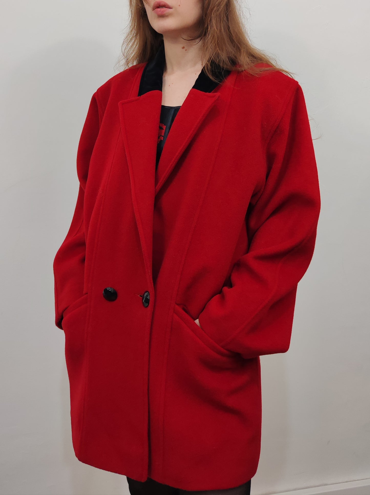 '80s 100% Virgin Wool Red Coat