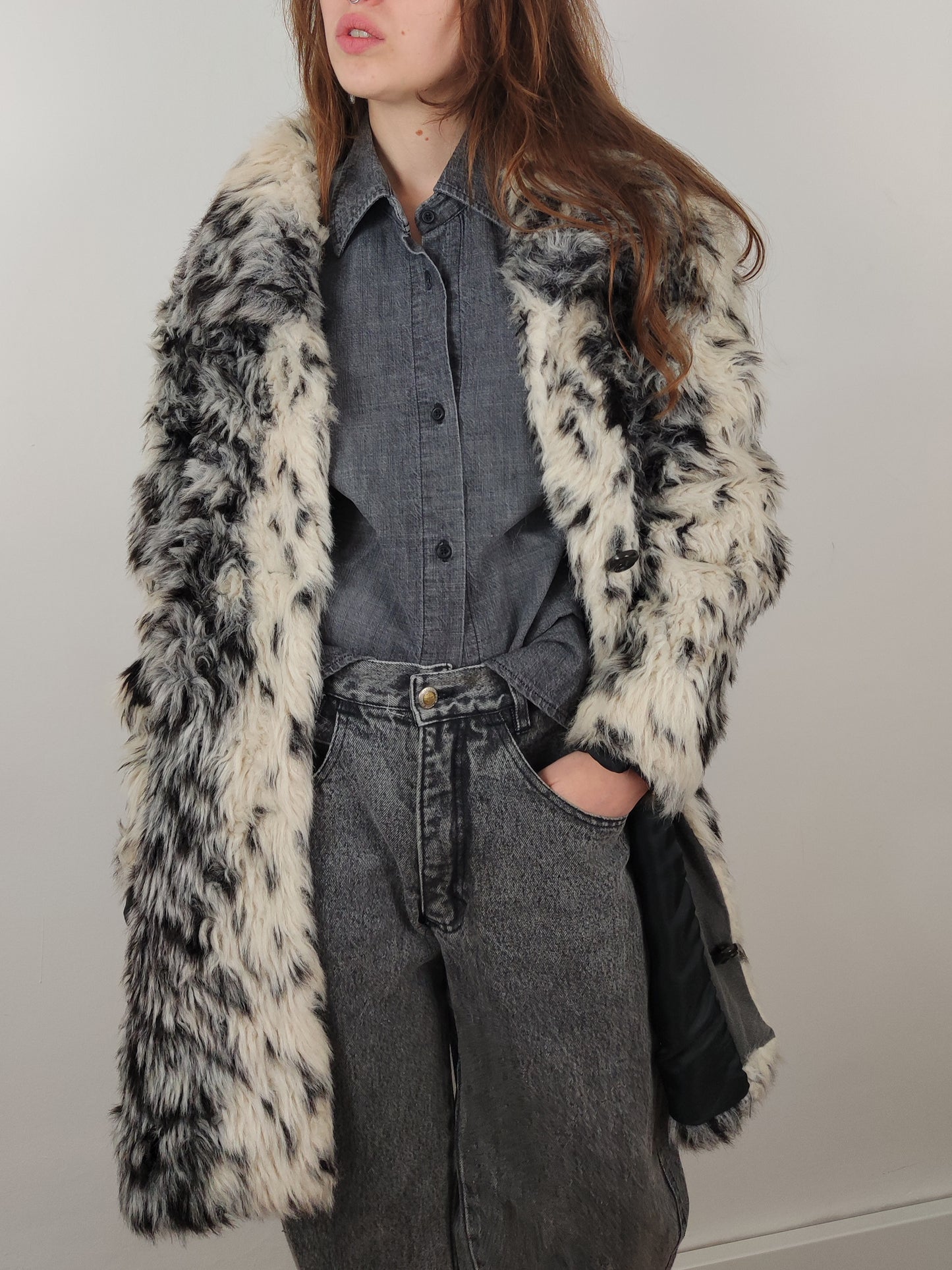 Vintage Black and White Faux Fur
