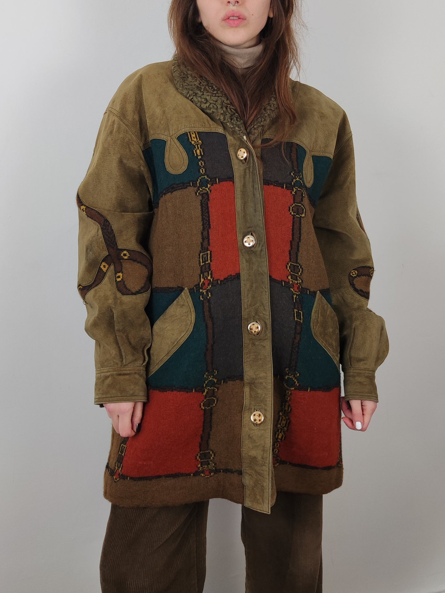 Wool and Leather Vintage Coat