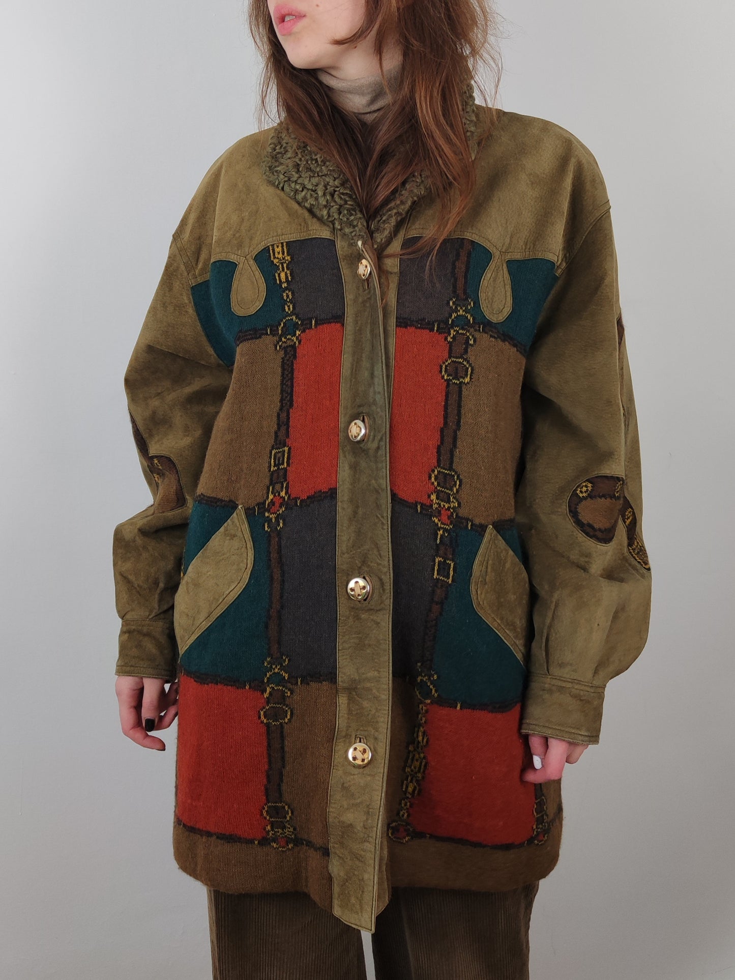 Wool and Leather Vintage Coat