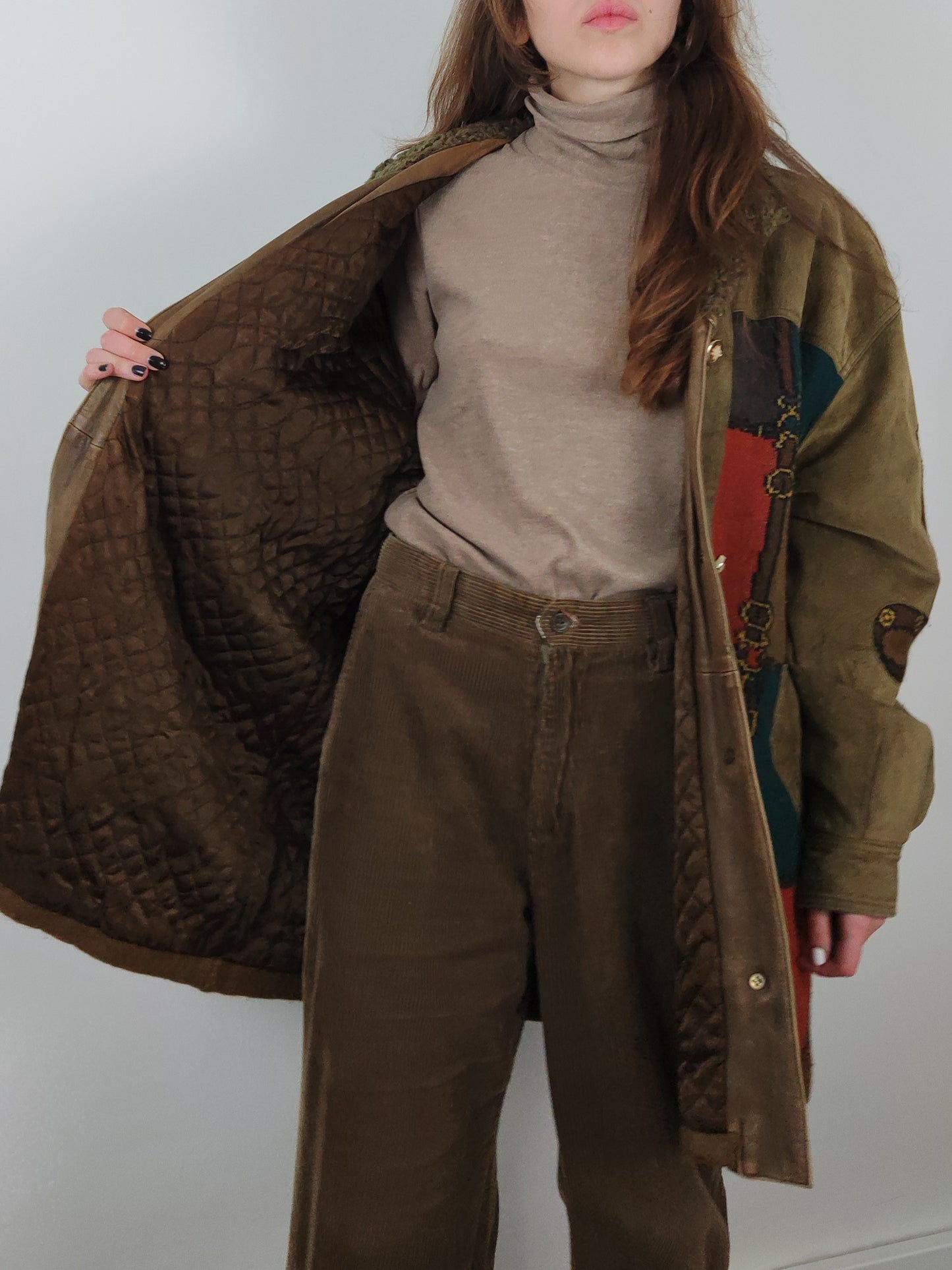 Wool and Leather Vintage Coat