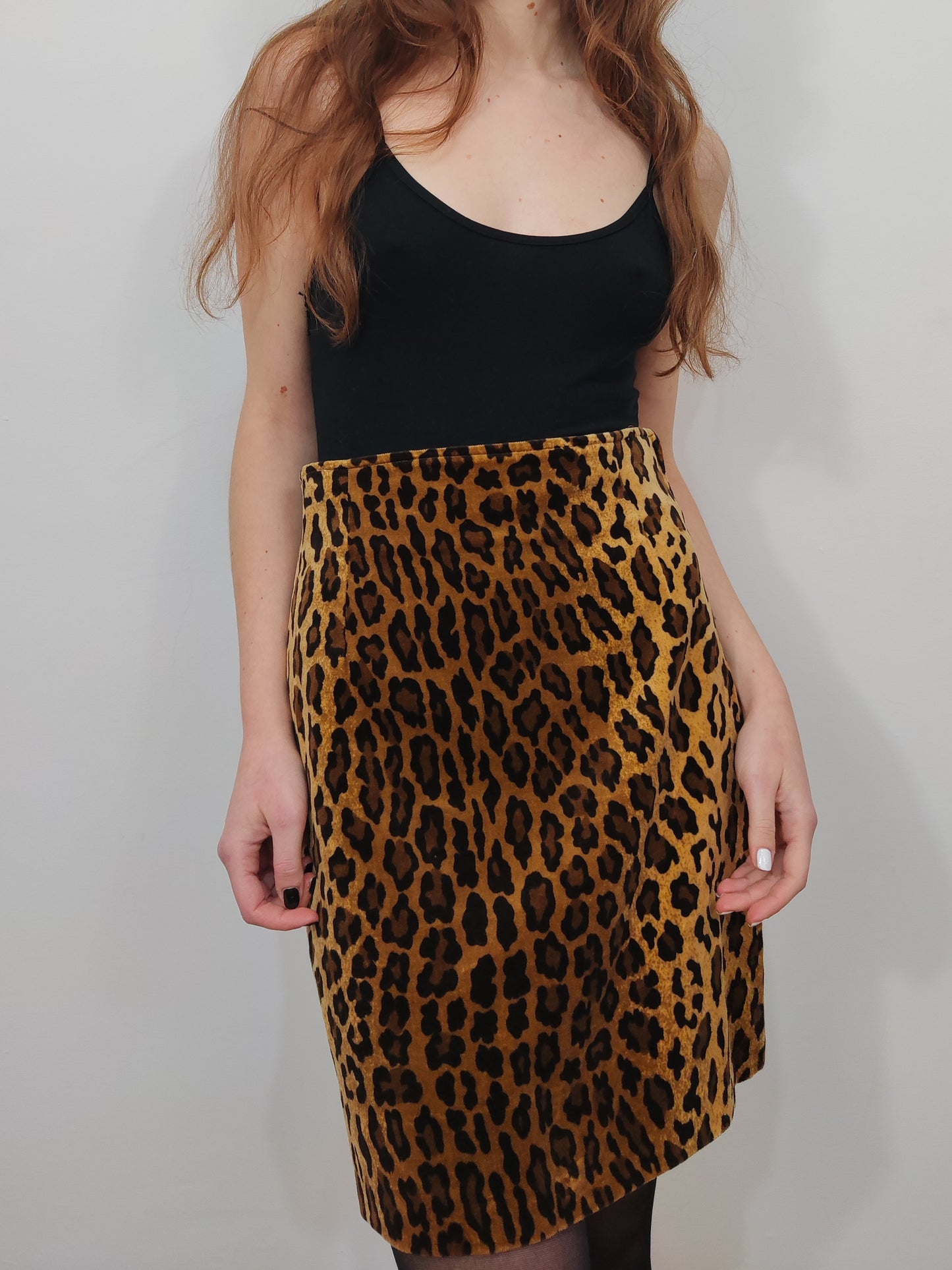Vintage Velour Leopard Skirt
