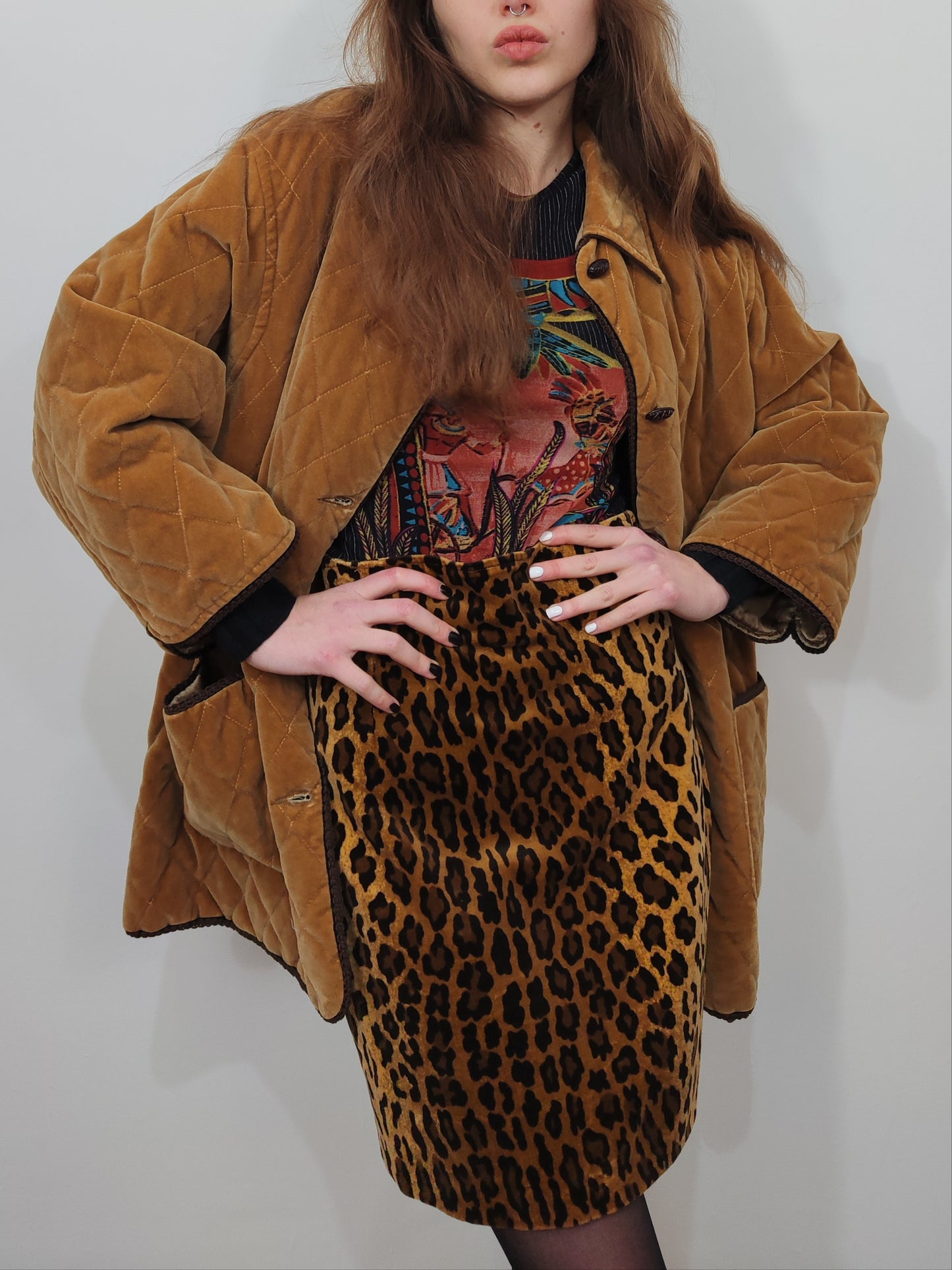 Vintage Velour Leopard Skirt