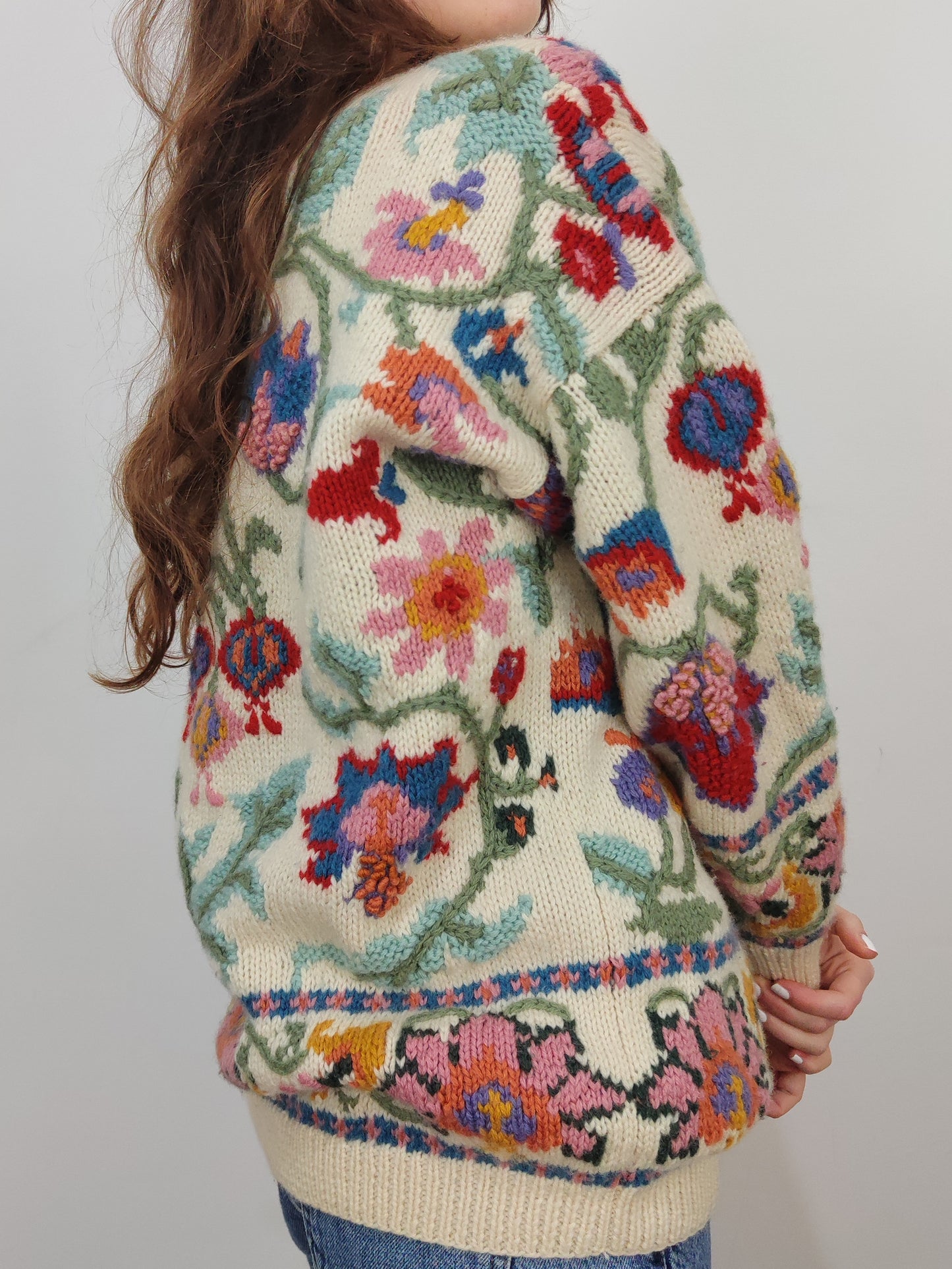 '80s Vintage Embroidered Floral Jumper