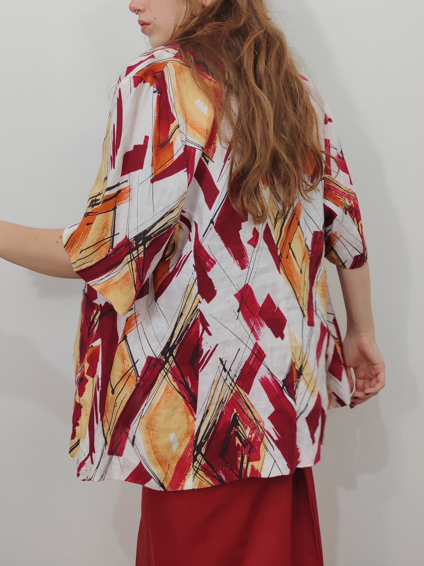 Abstract Print 100% Linen Blazer