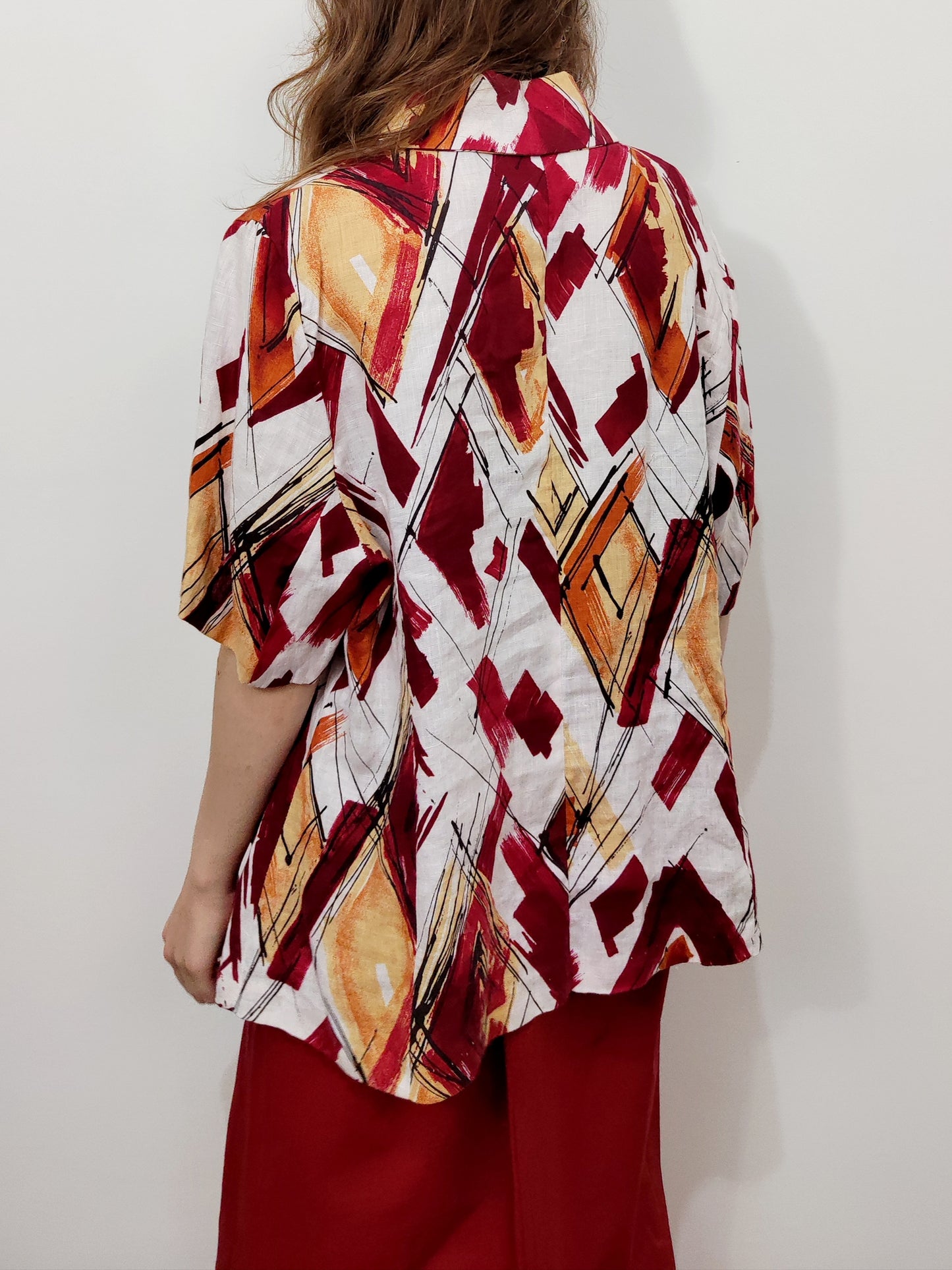 Abstract Print 100% Linen Blazer