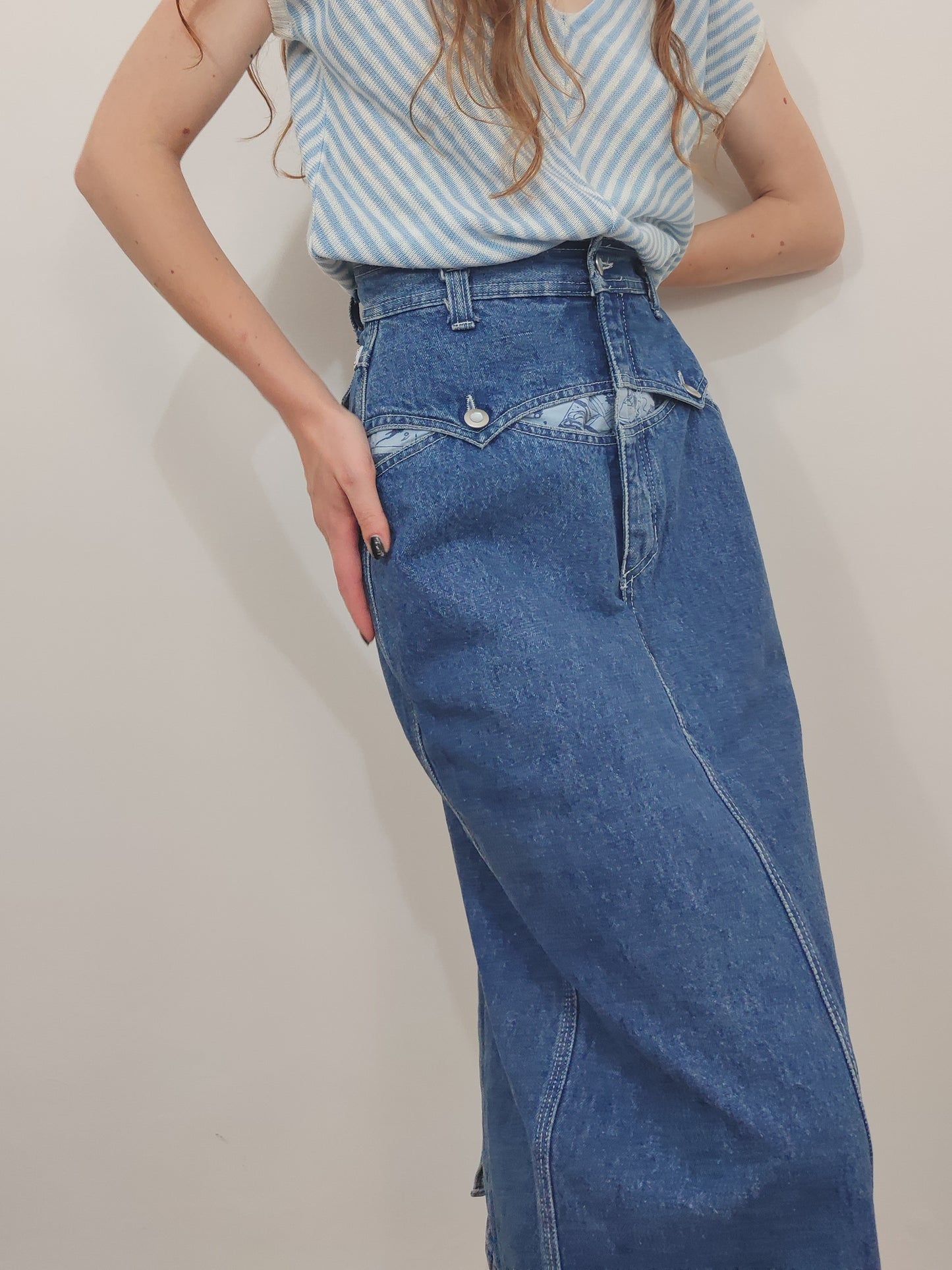 '80s Longuette Denim Skirt
