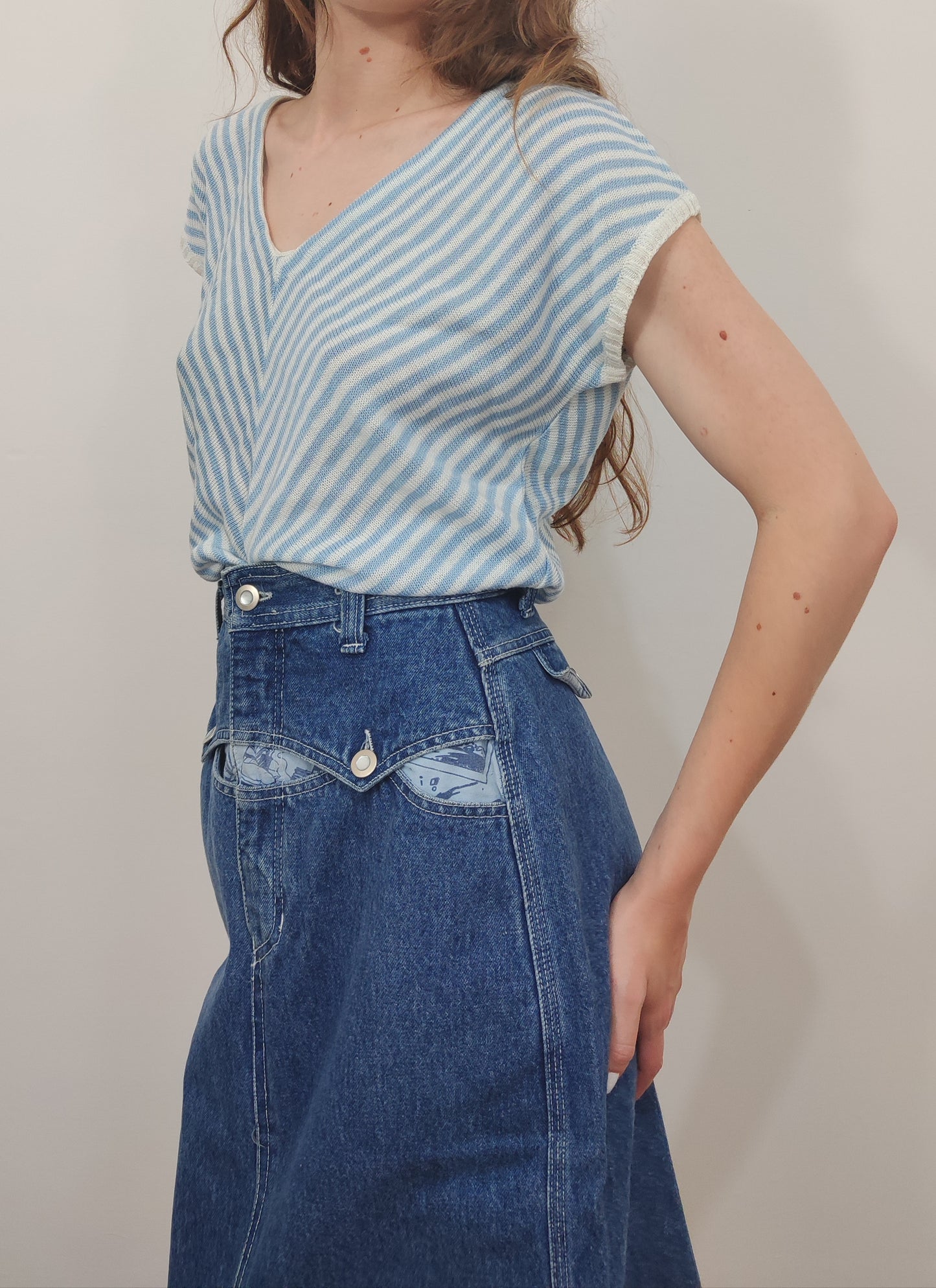 '80s Longuette Denim Skirt