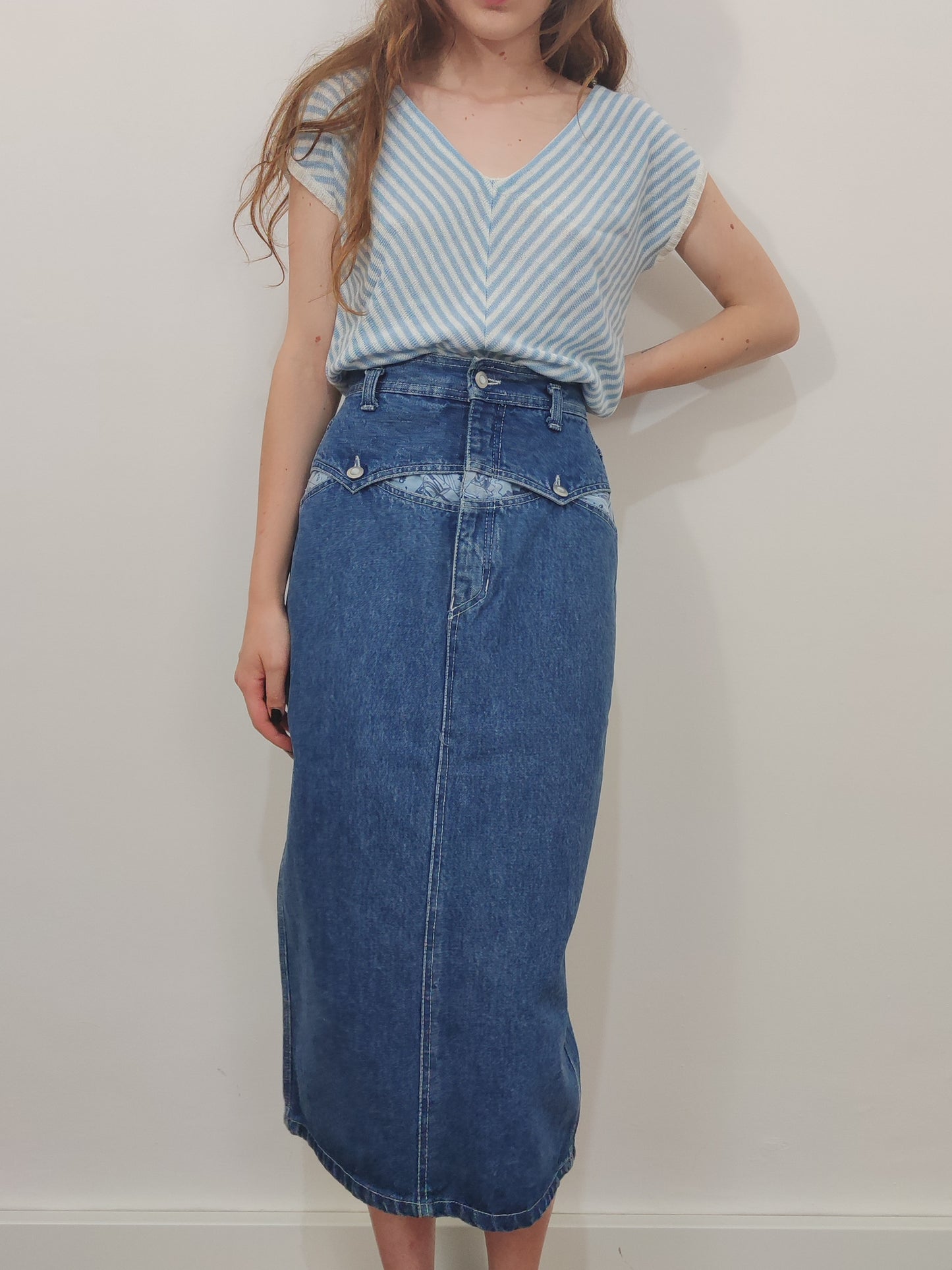 '80s Longuette Denim Skirt