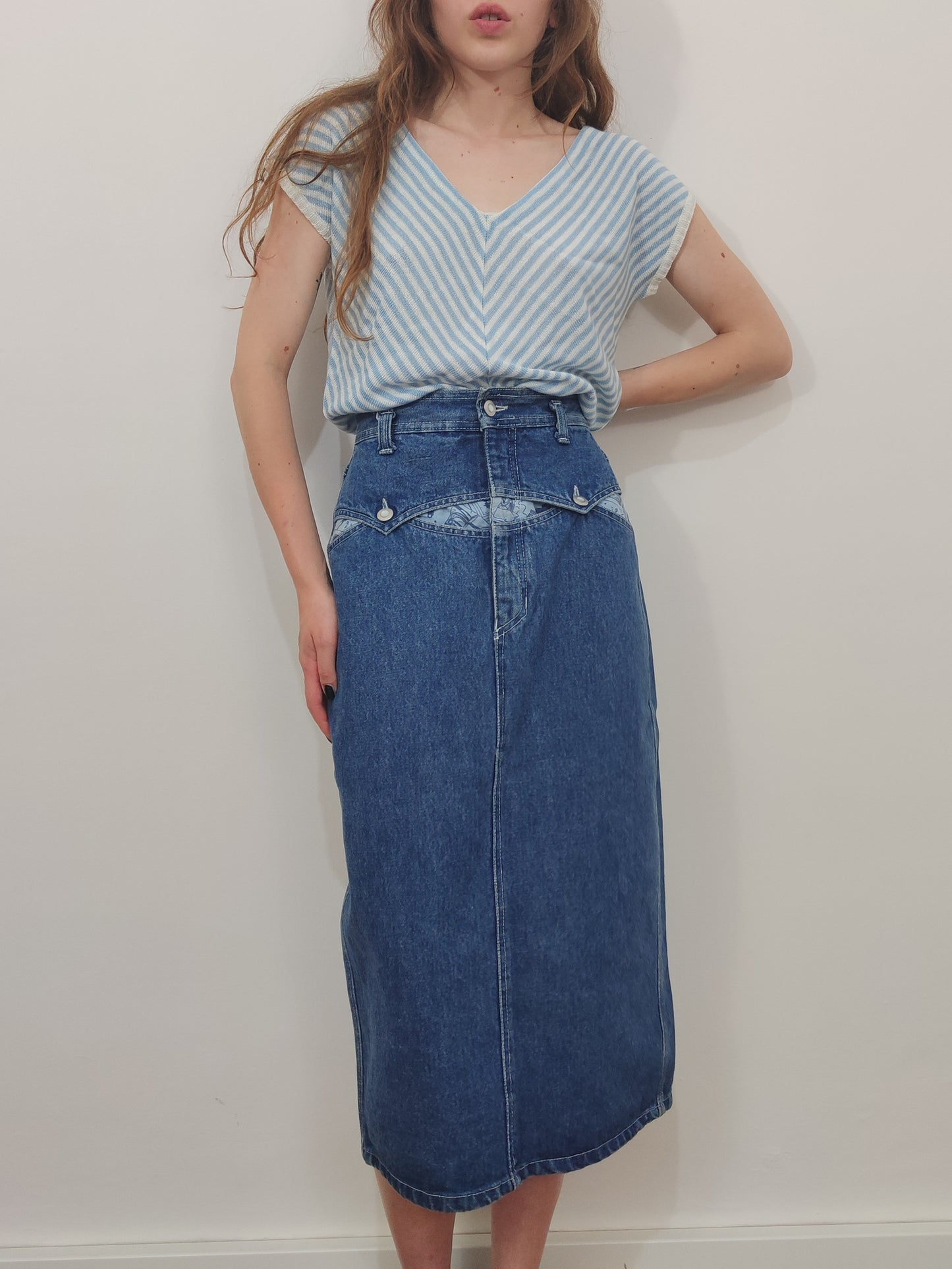 '80s Longuette Denim Skirt