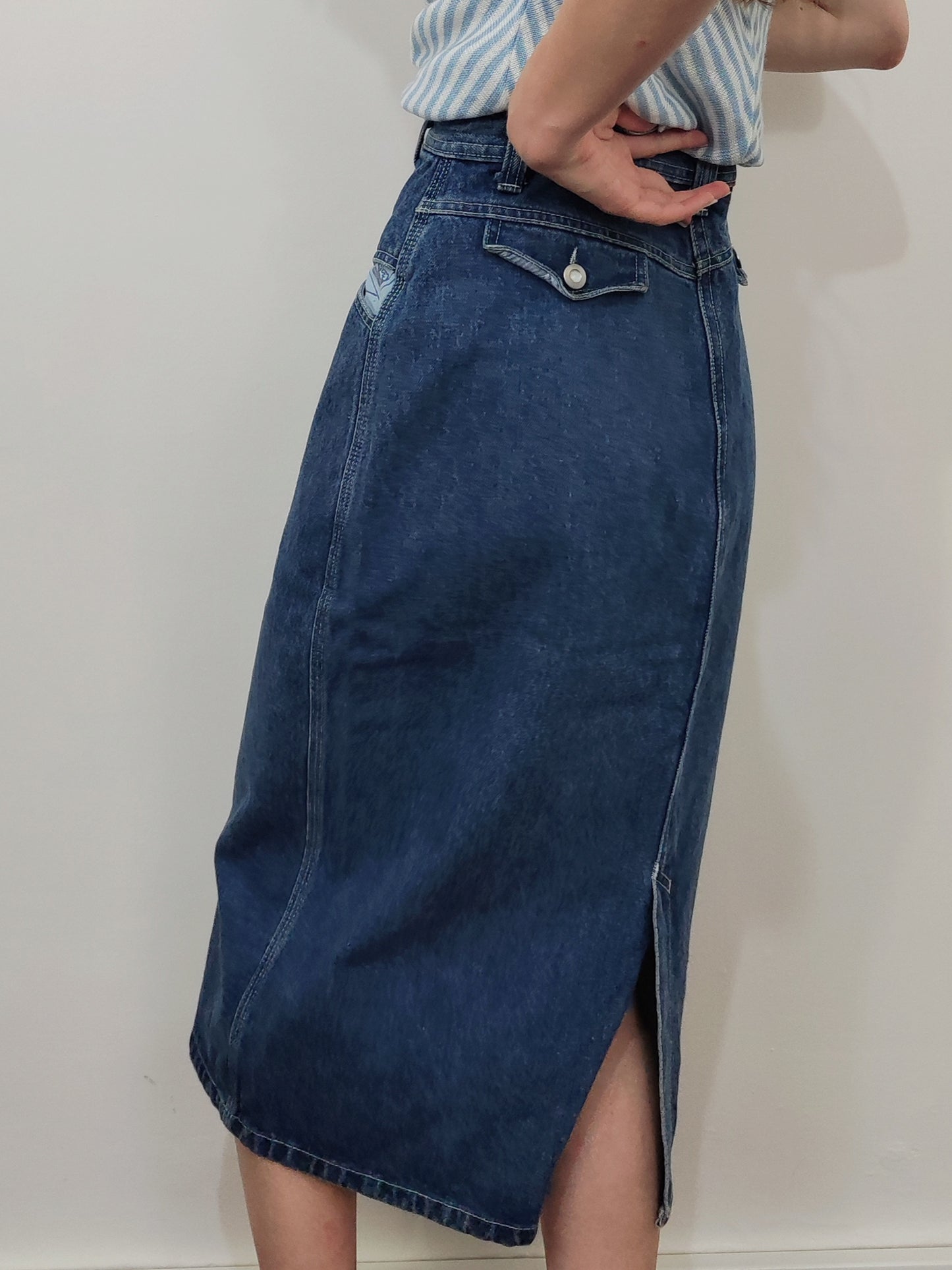 '80s Longuette Denim Skirt