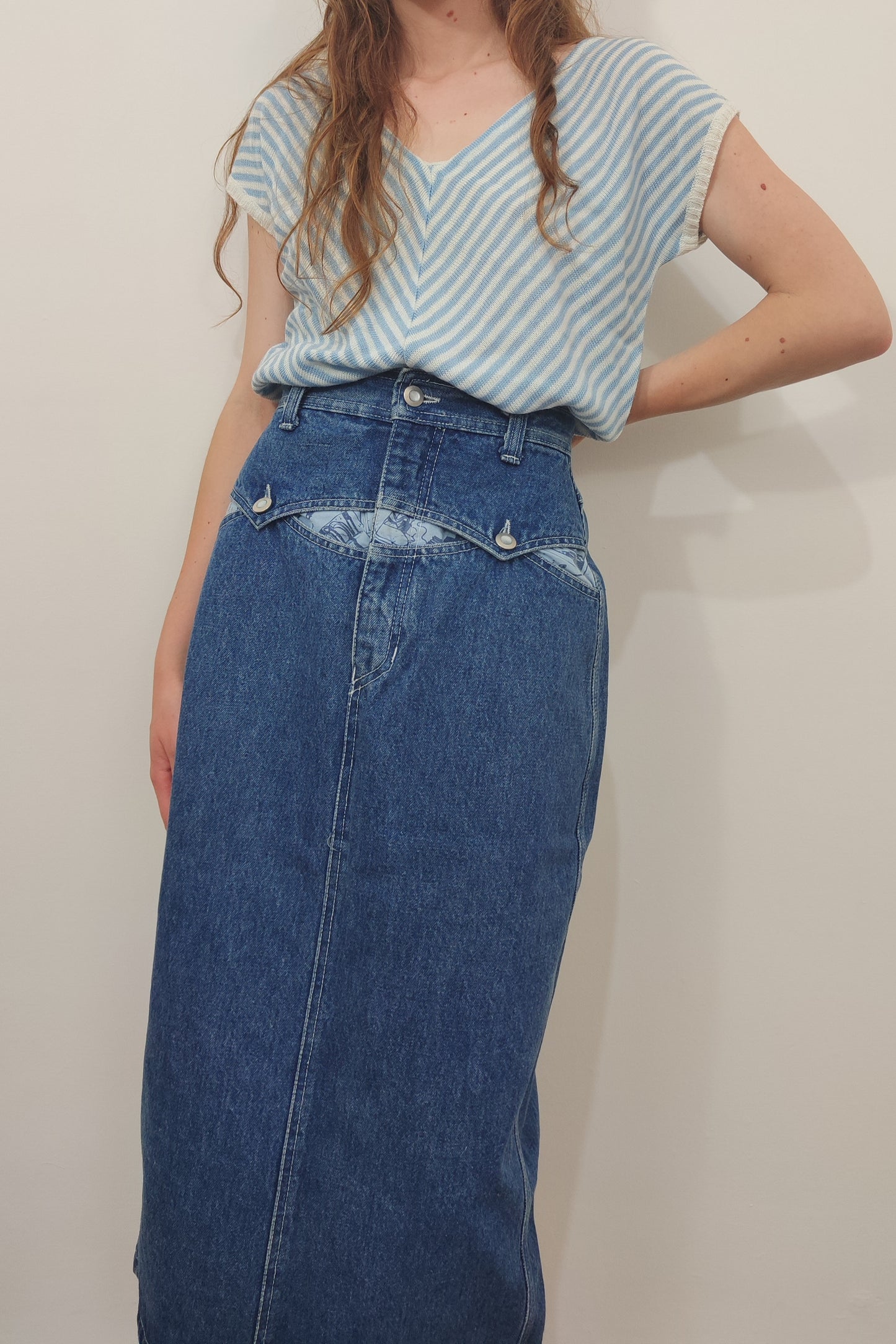 '80s Longuette Denim Skirt