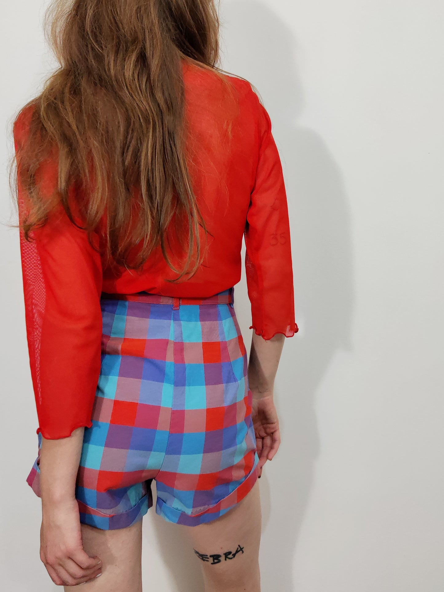 High-Waisted Checkered Shorts