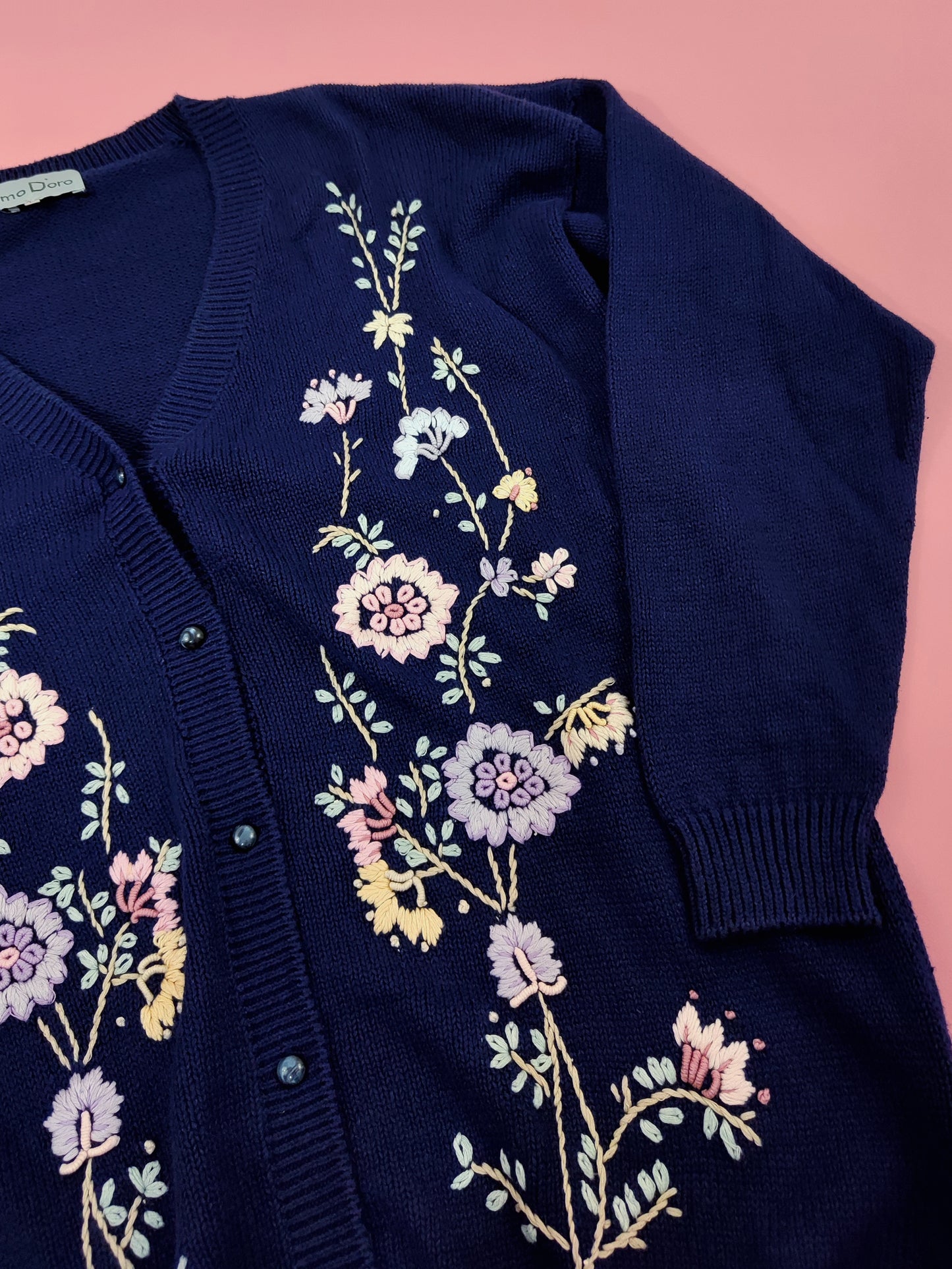 '80s Embroidered Floral Cardigan
