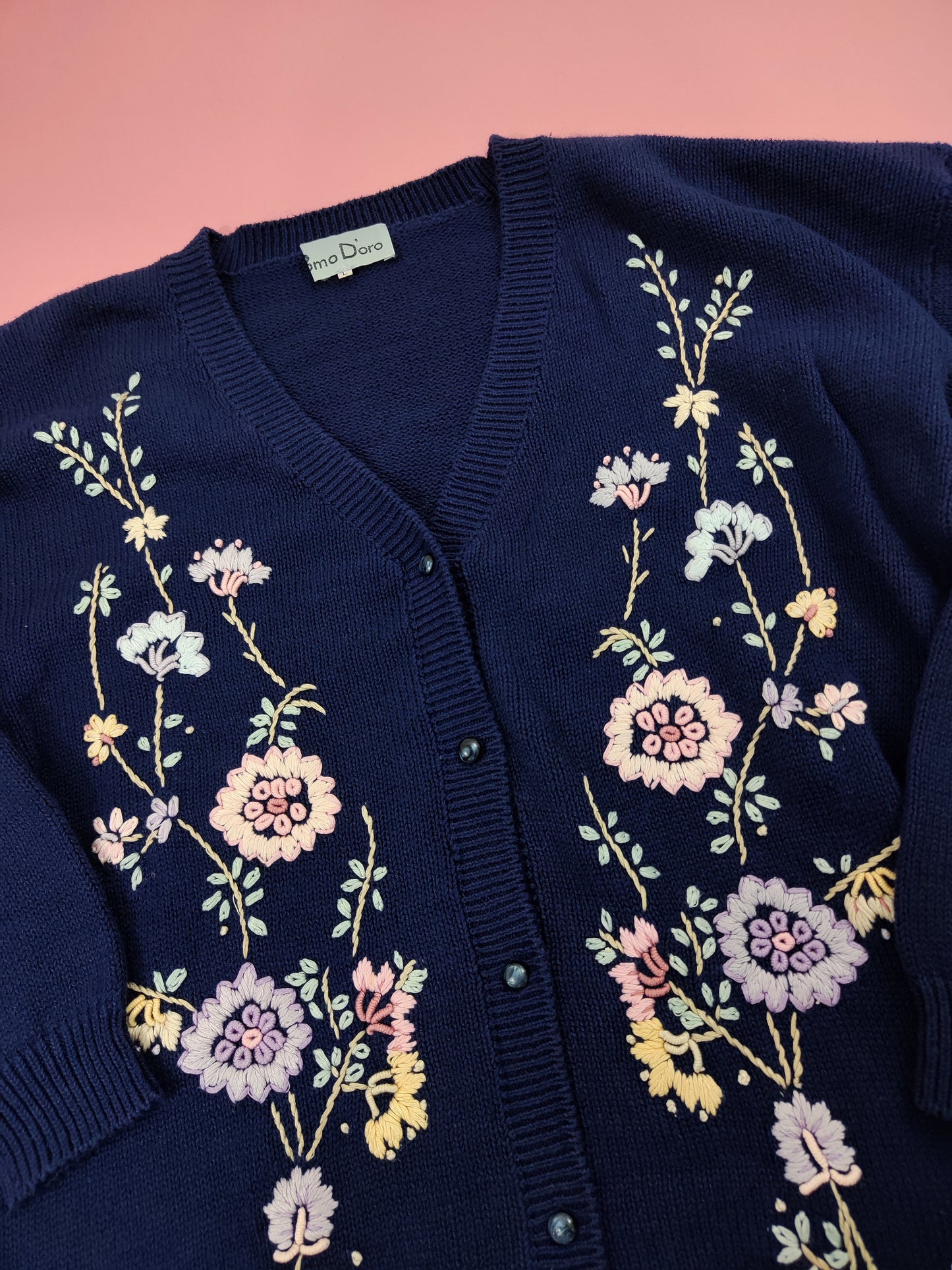 '80s Embroidered Floral Cardigan