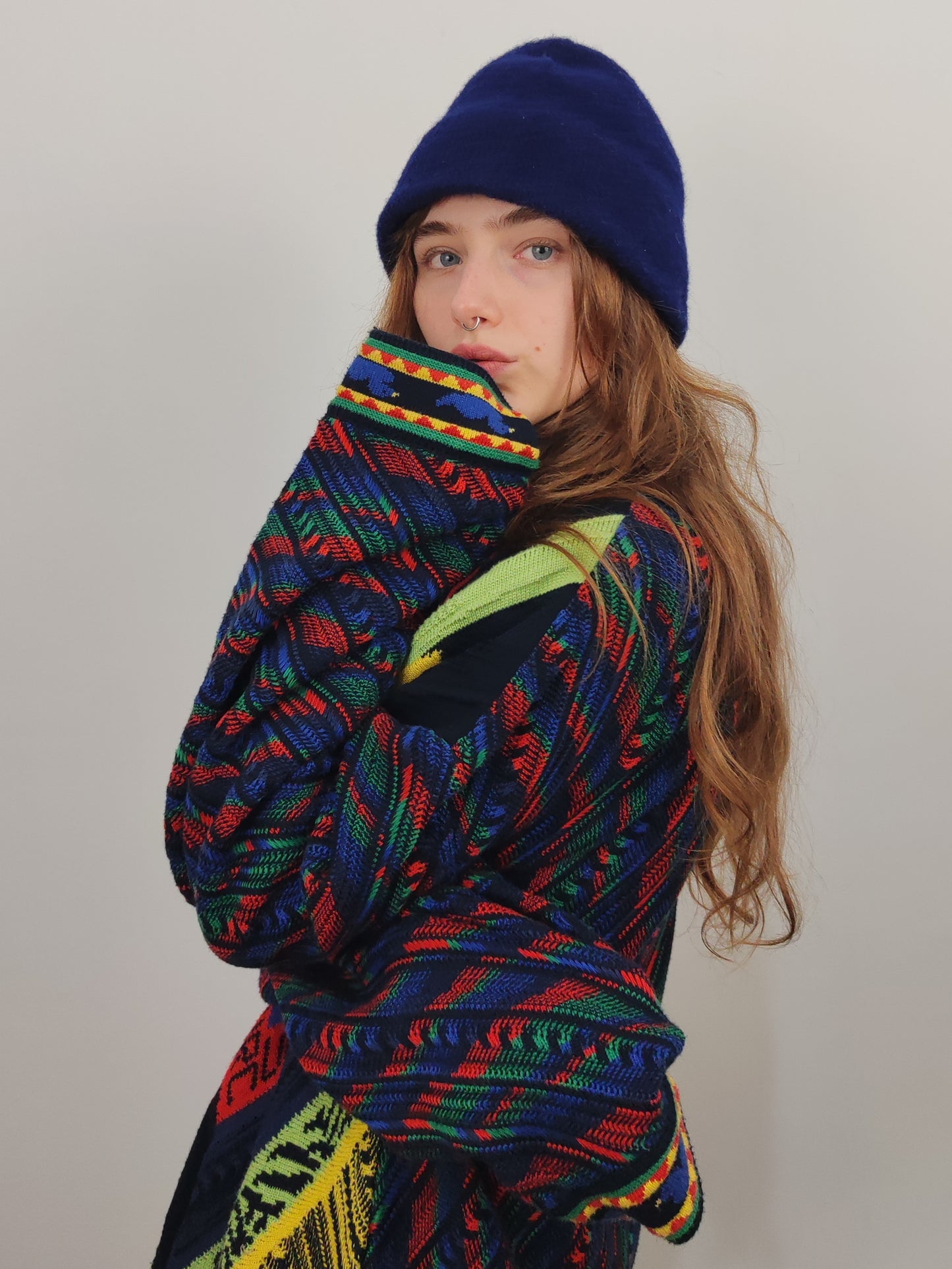 '80s Pure Wool Navy Cloche Hat