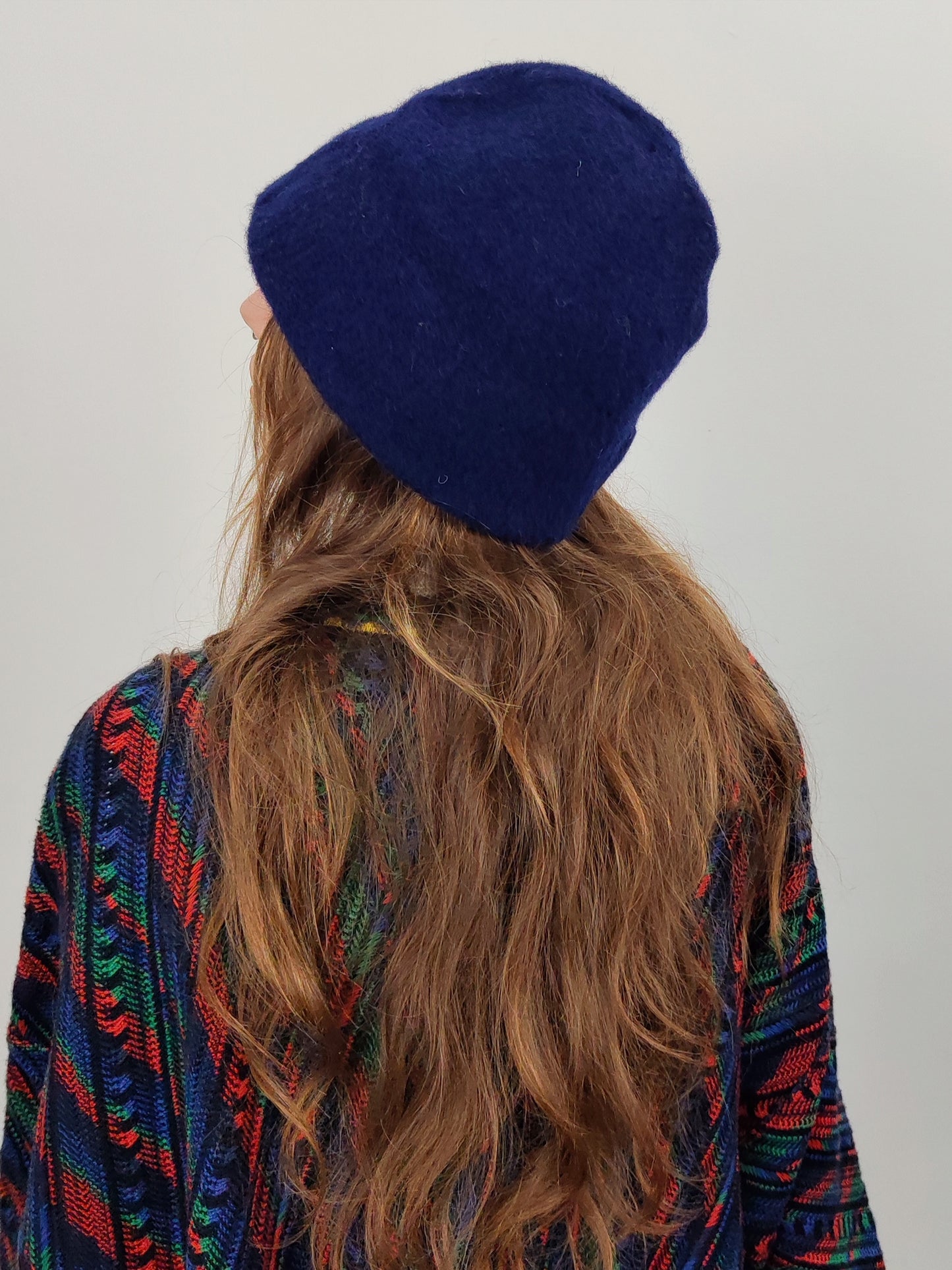 '80s Pure Wool Navy Cloche Hat