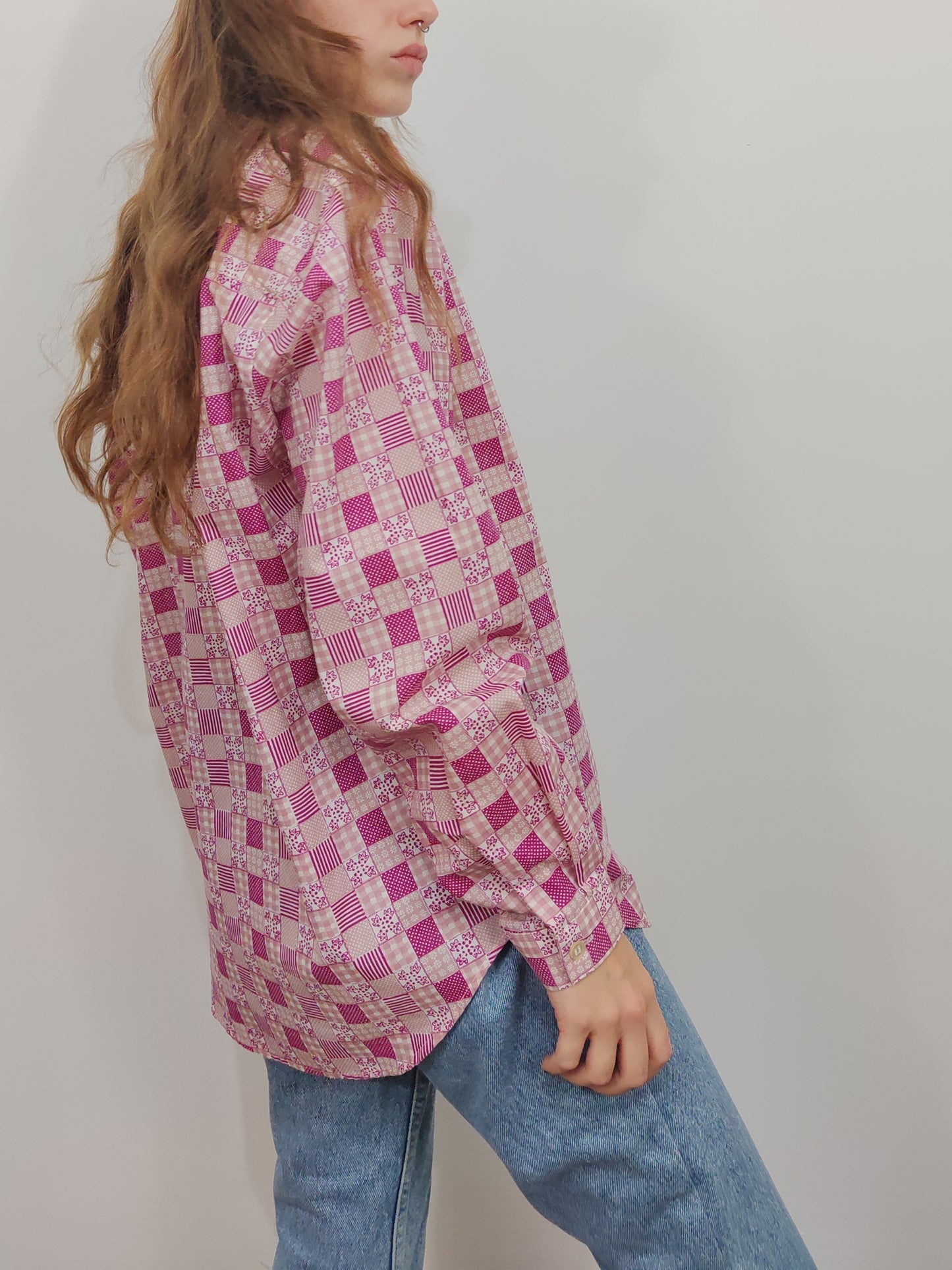 '90s Pink Checkered Shirt