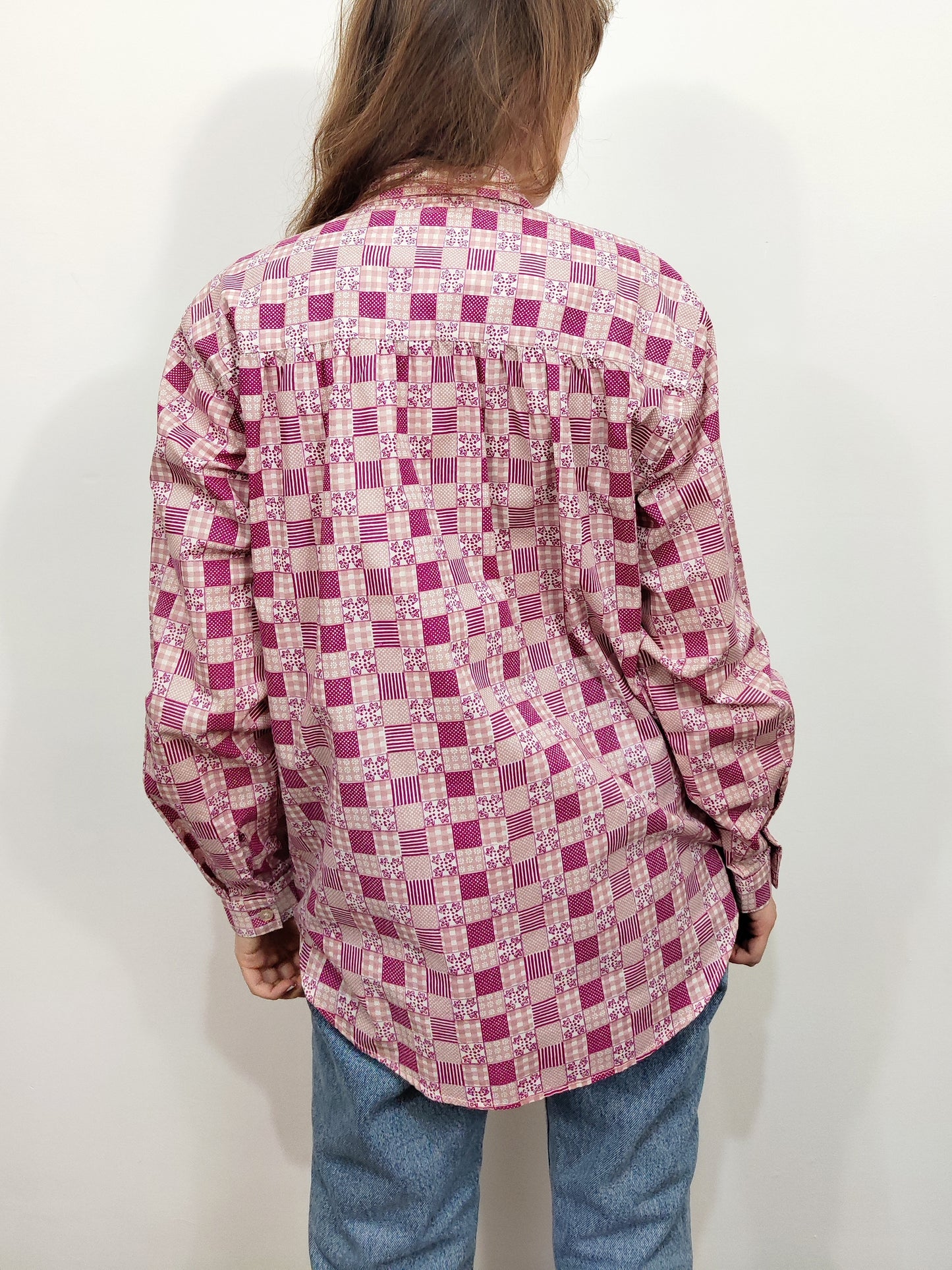 '90s Pink Checkered Shirt