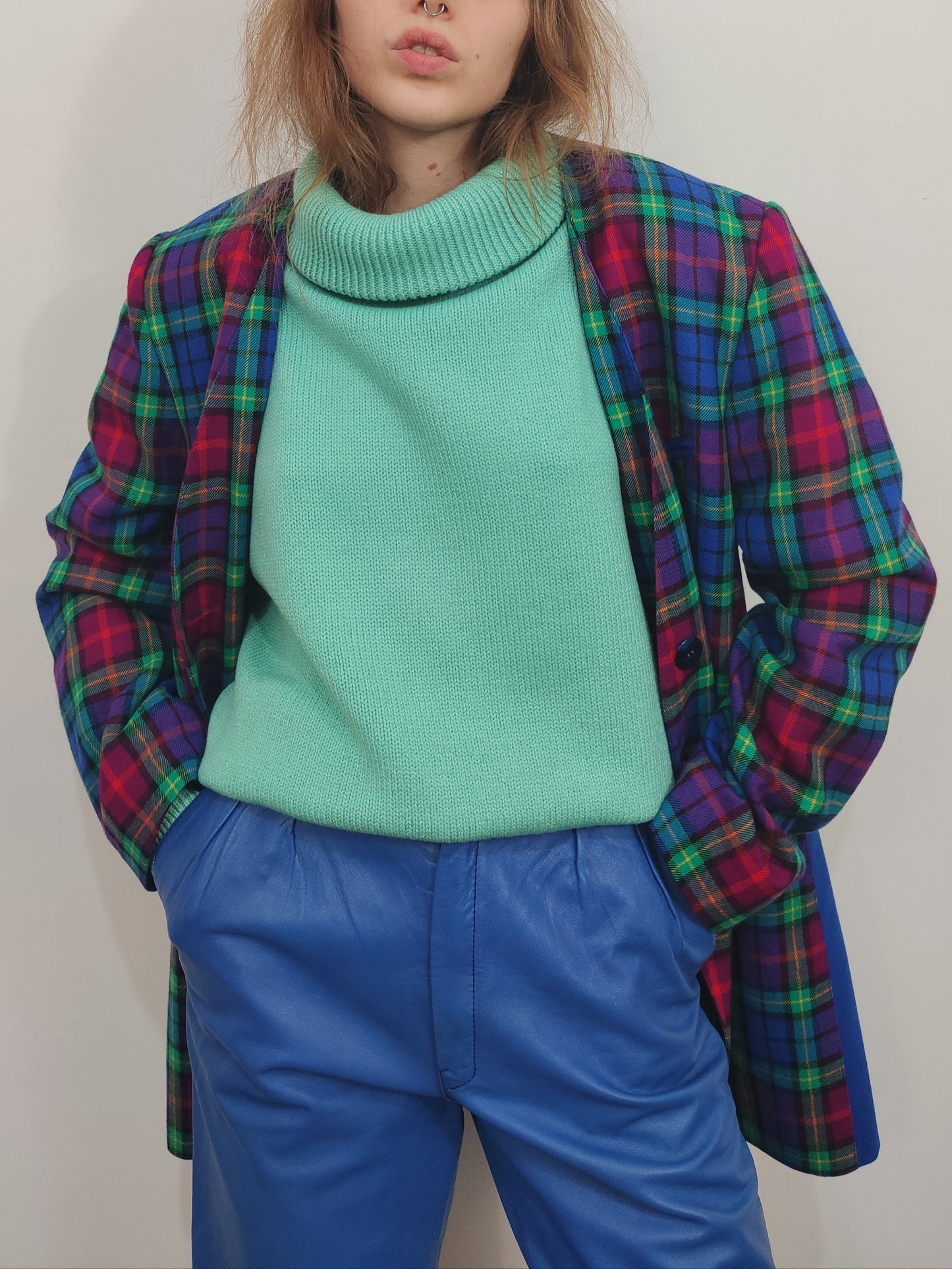 '80s Multicolor Pure Virgin Wool Blazer