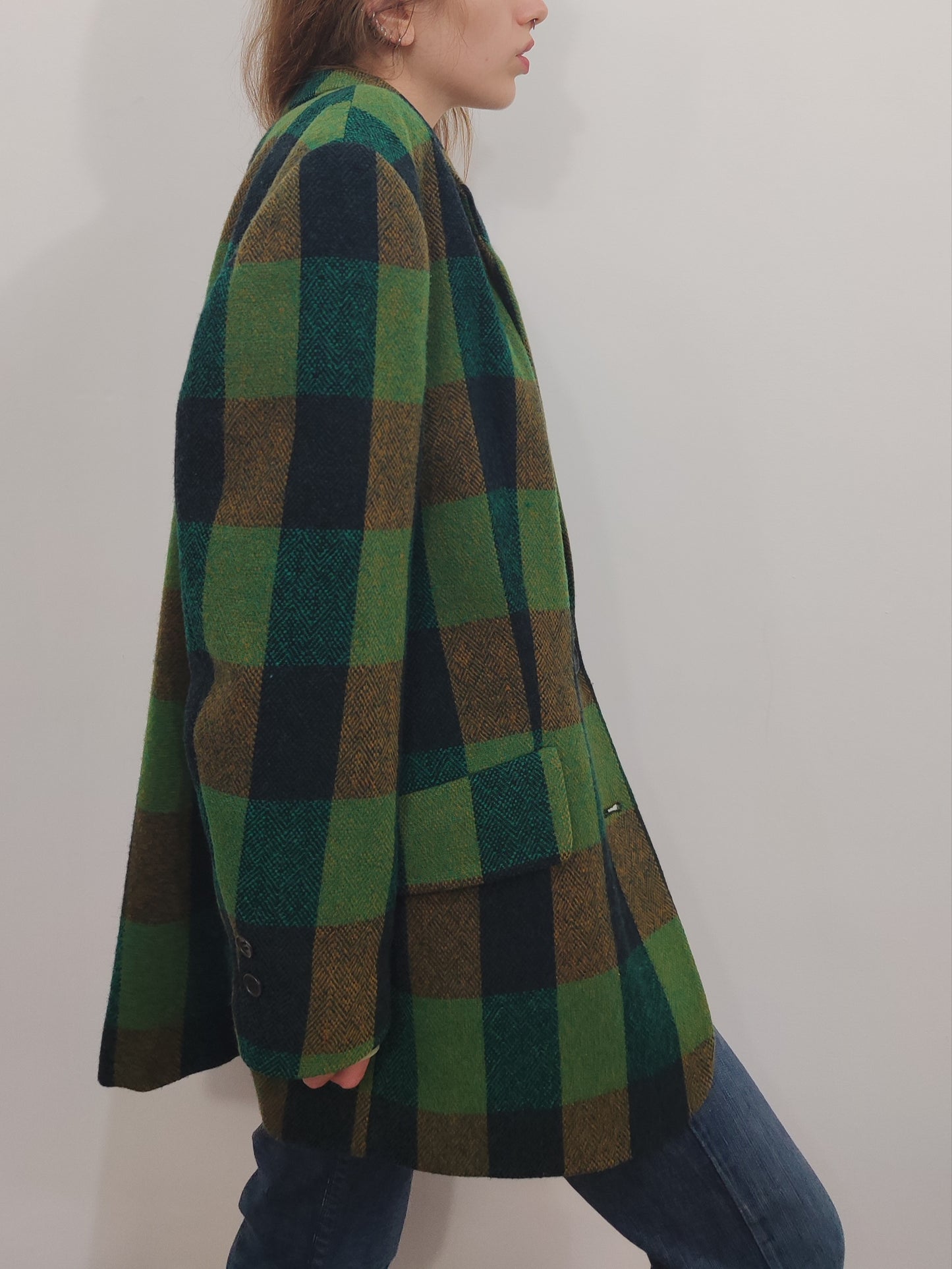 Green Checkered Oversize Vintage Blazer