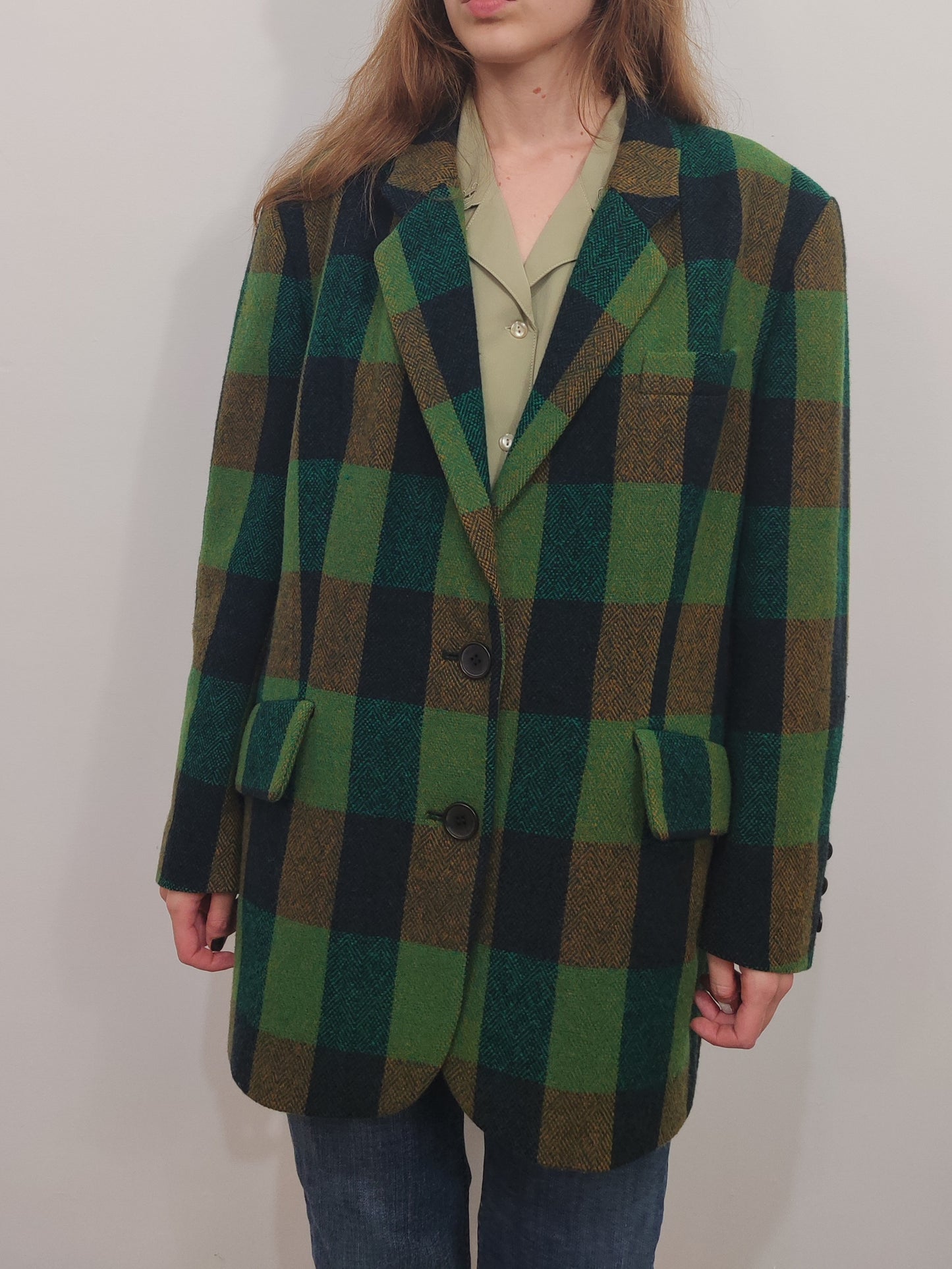 Green Checkered Oversize Vintage Blazer