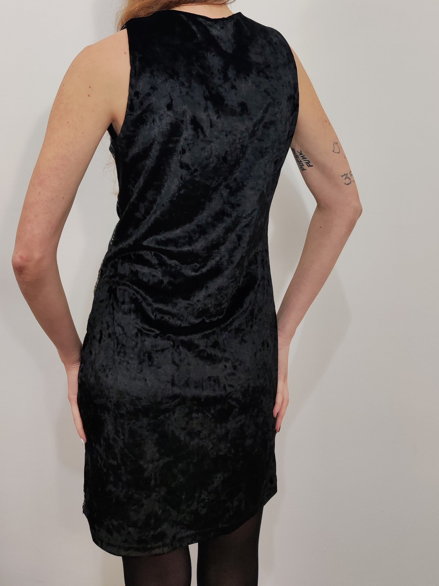 Velour Embroidered Mini Dress