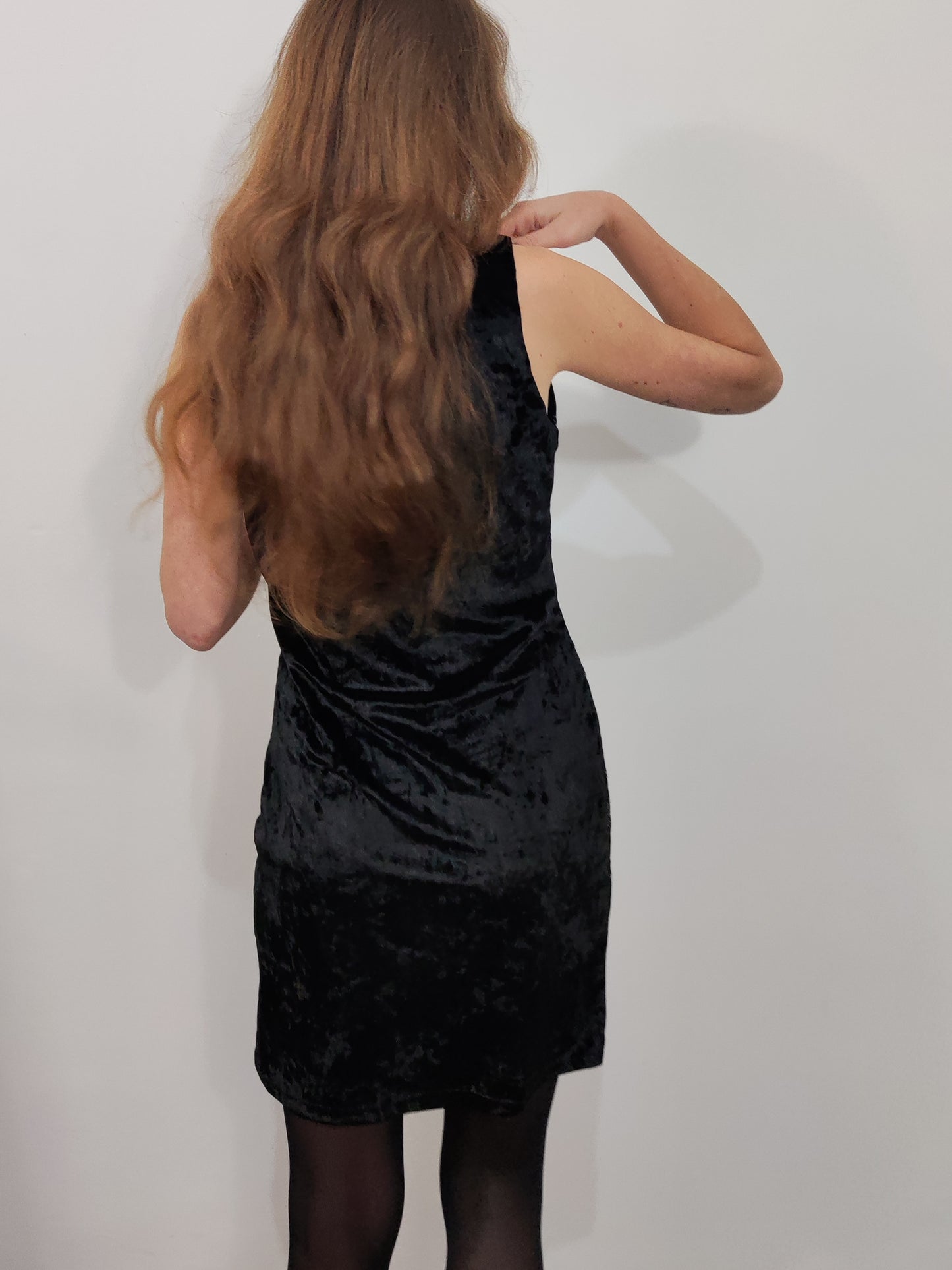 Velour Embroidered Mini Dress