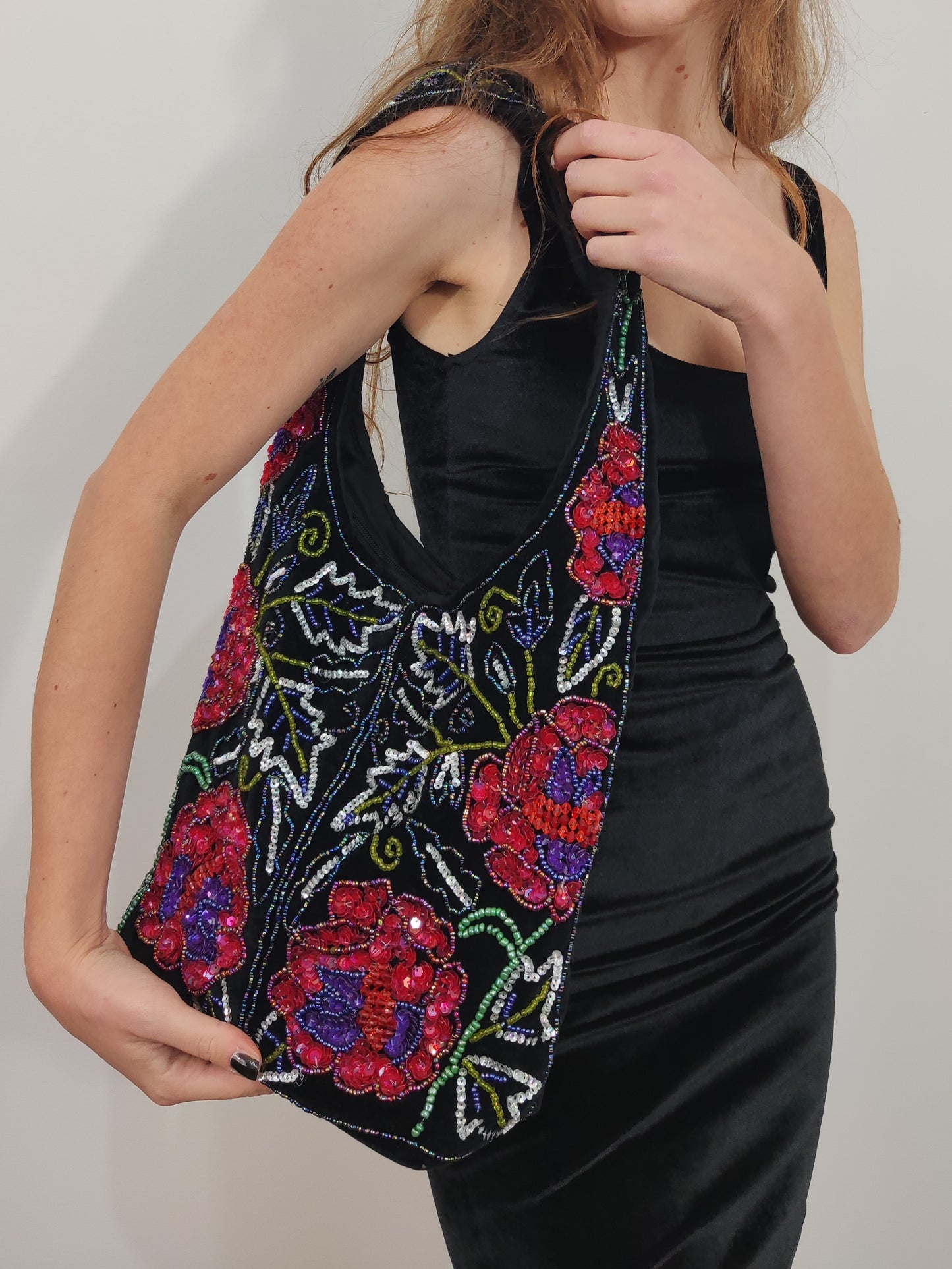Vintage Velor Embroidered Bag