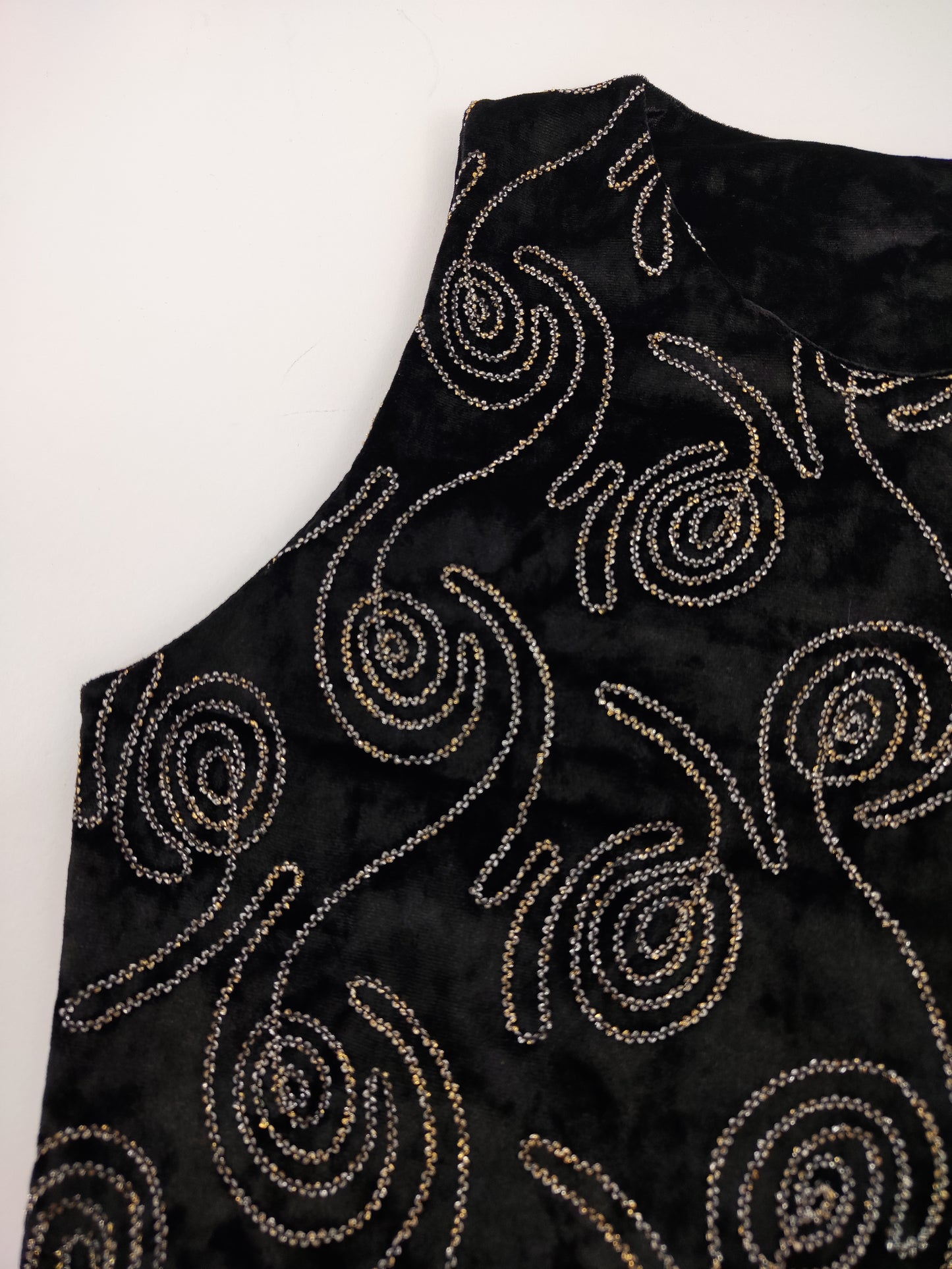 Velour Embroidered Mini Dress