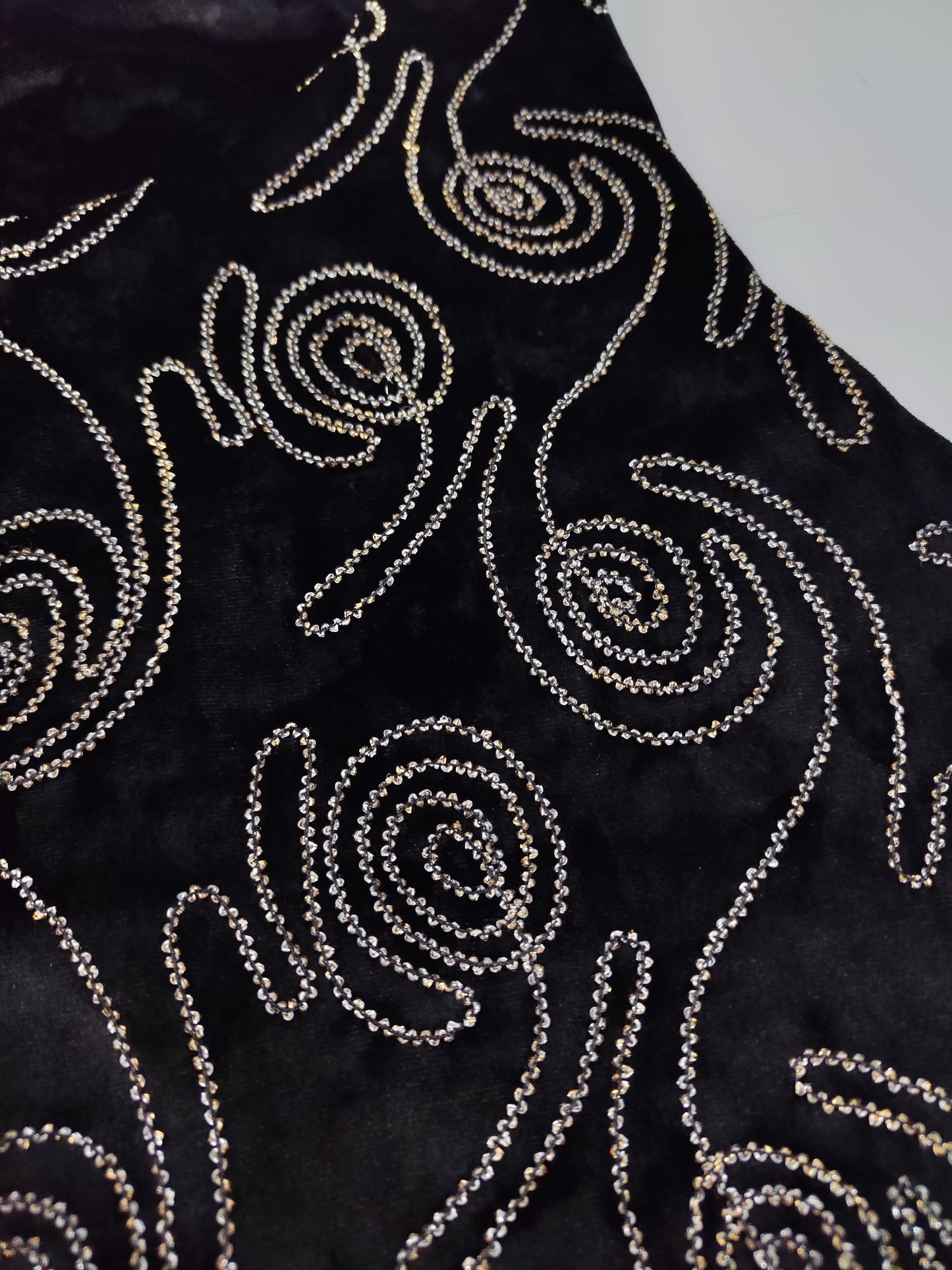 Velour Embroidered Mini Dress