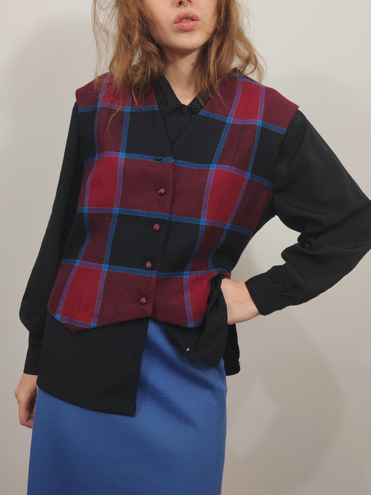 '80s Tailored Checkered Vest - Def.