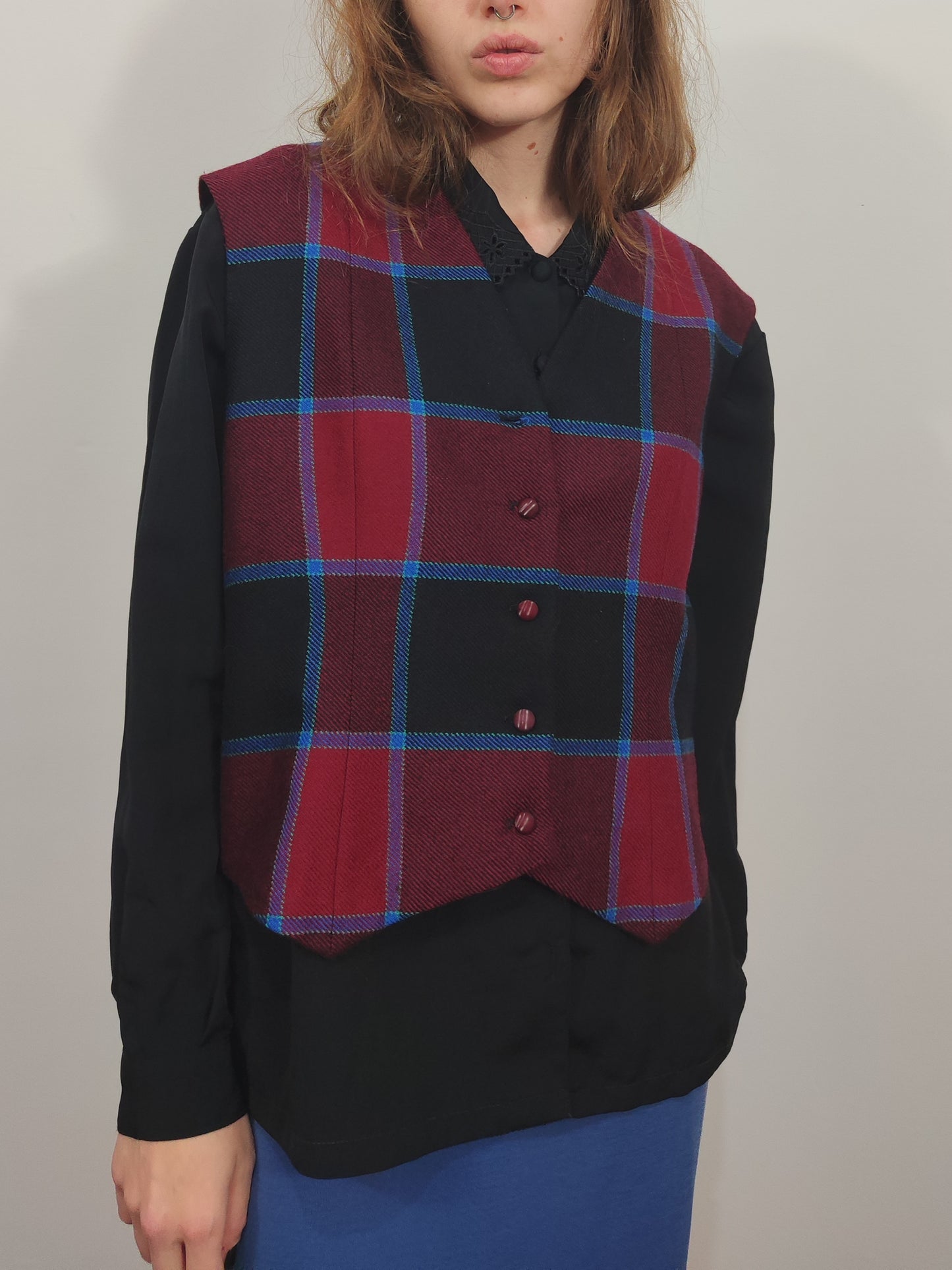 '80s Tailored Checkered Vest - Def.