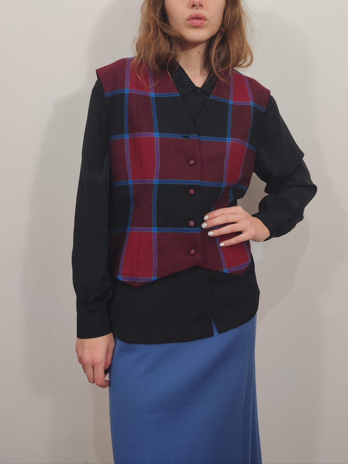 '80s Tailored Checkered Vest - Def.