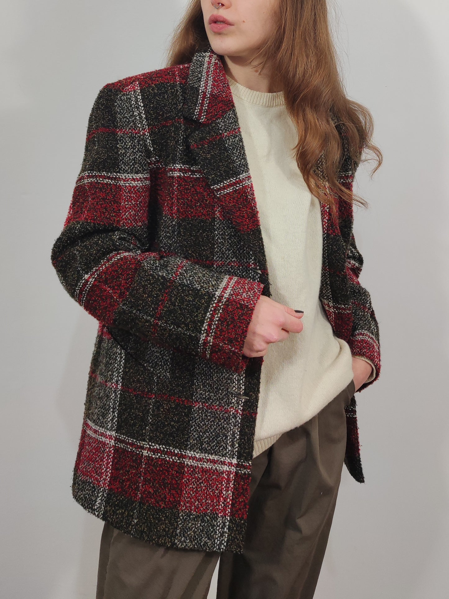 Oversized Vintage Checkered Blazer