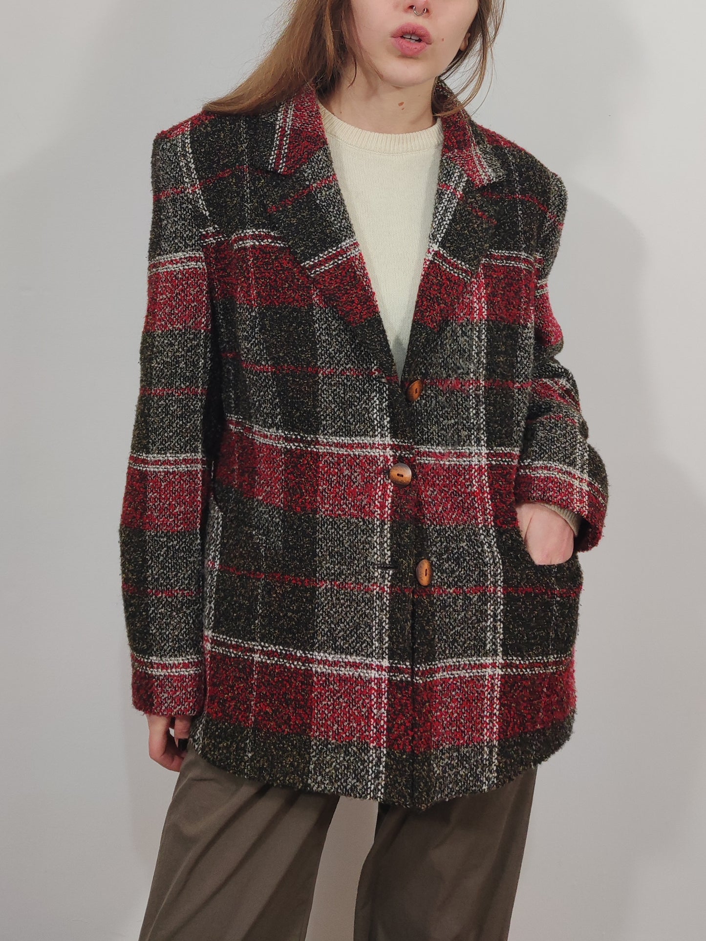 Oversized Vintage Checkered Blazer