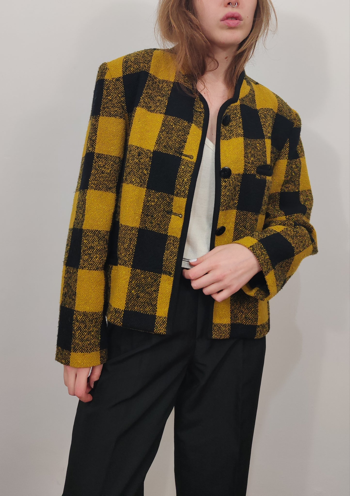 Yellow Checkered Vintage Blazer