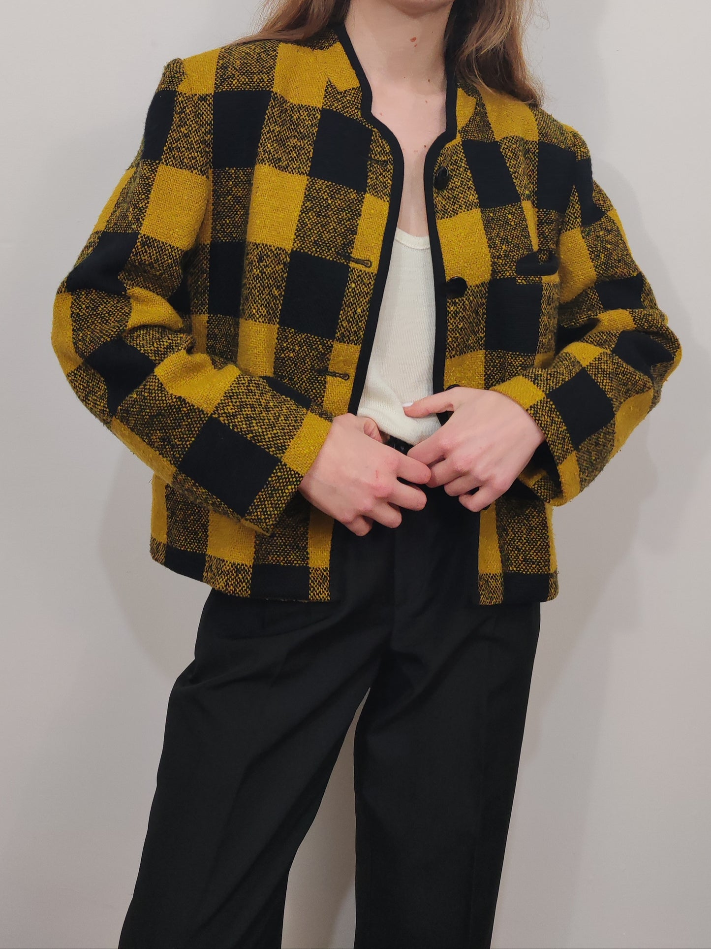 Yellow Checkered Vintage Blazer