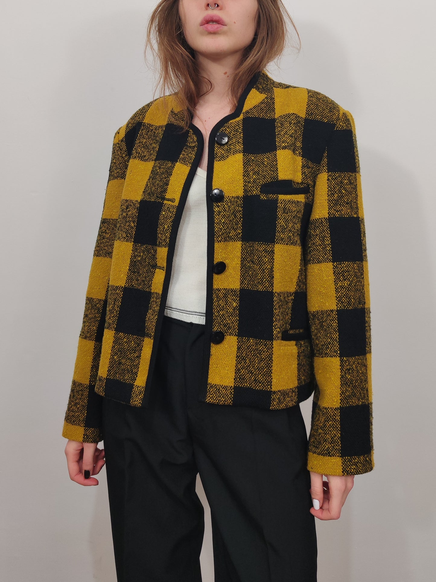 Yellow Checkered Vintage Blazer