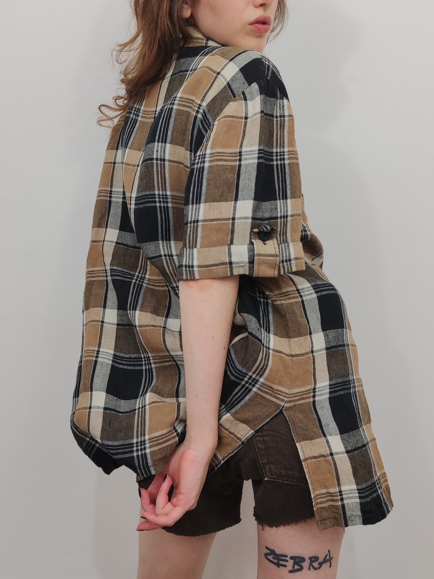 Vintage Checkered 100% Linen Shirt