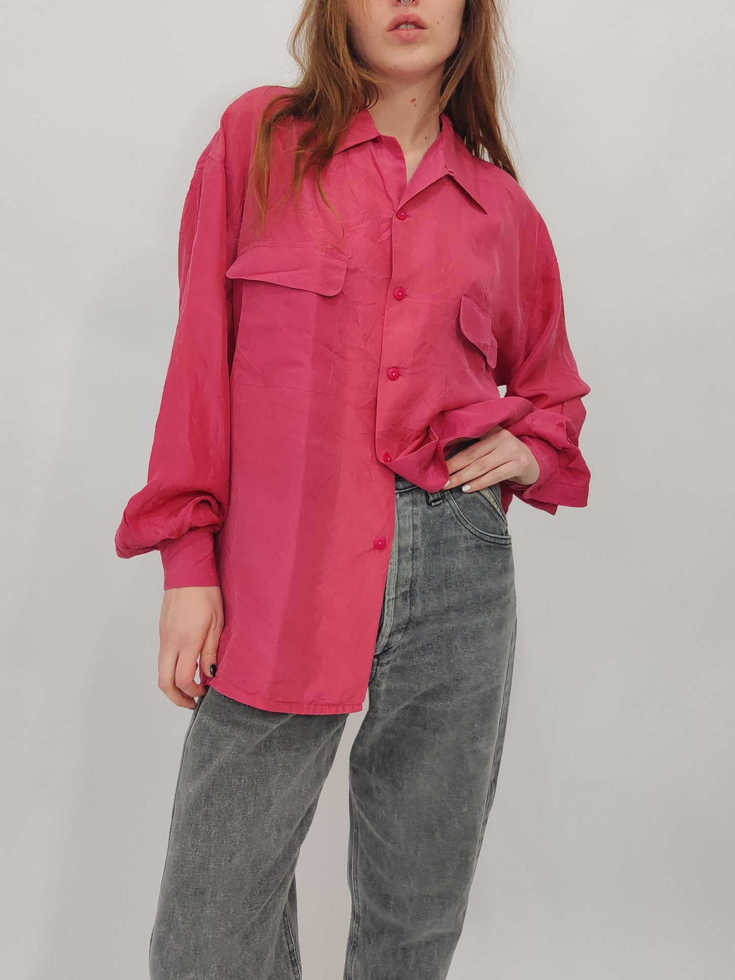 Vintage Coral Silk Shirt