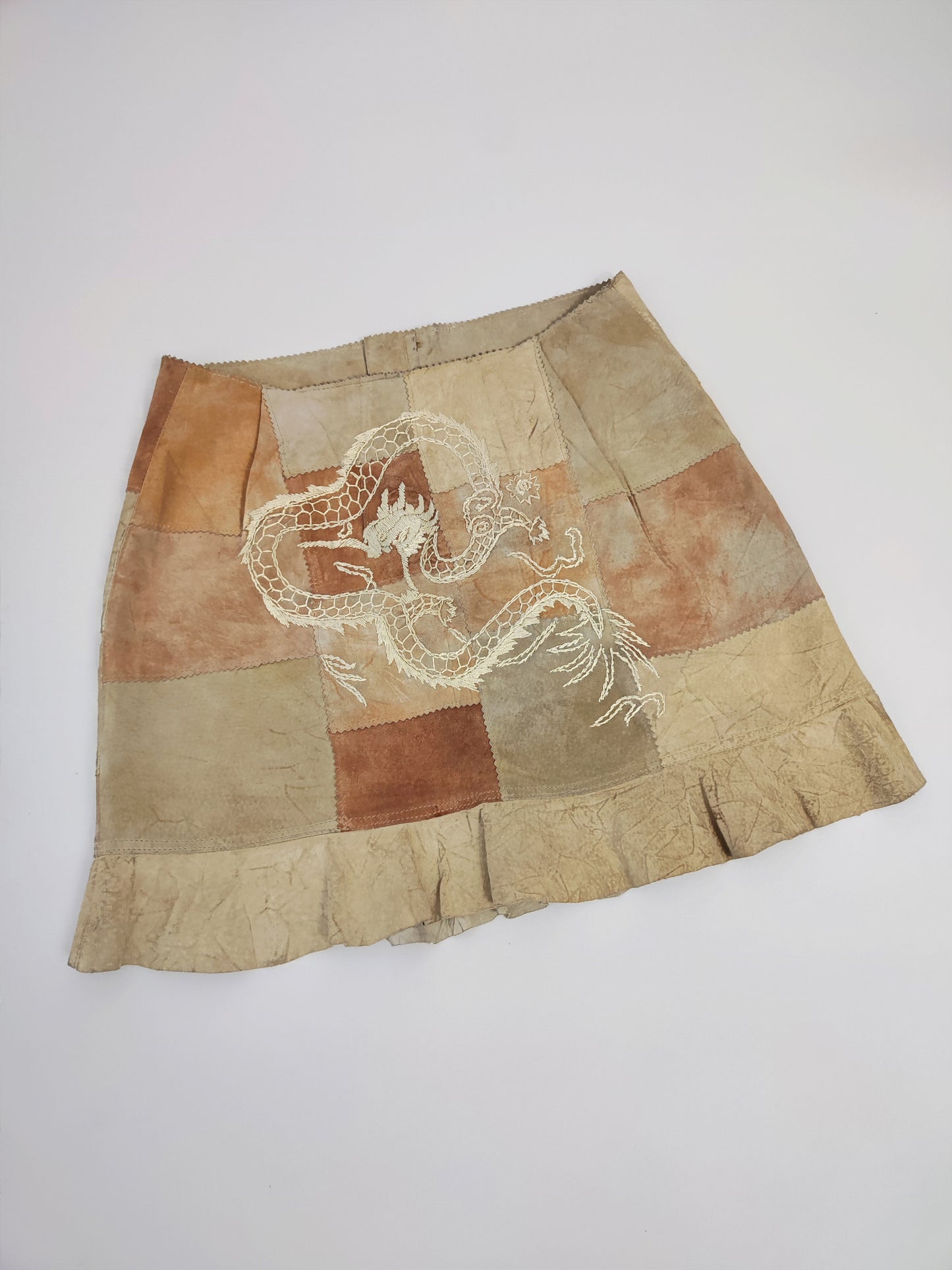 Y2K Suede Embroidered Skirt