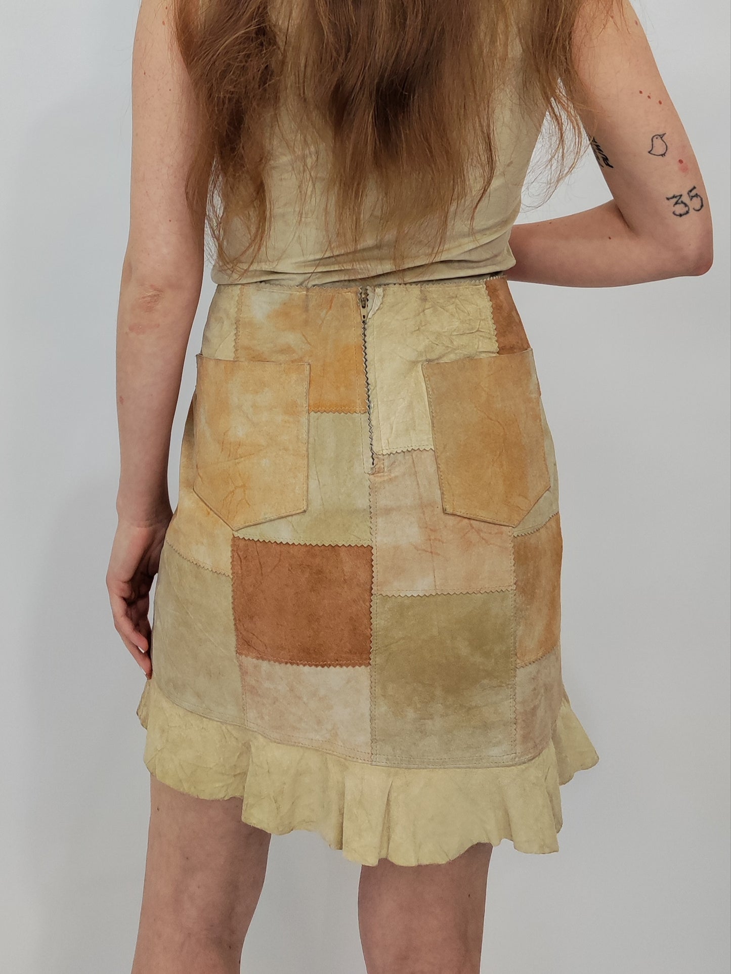 Y2K Suede Embroidered Skirt