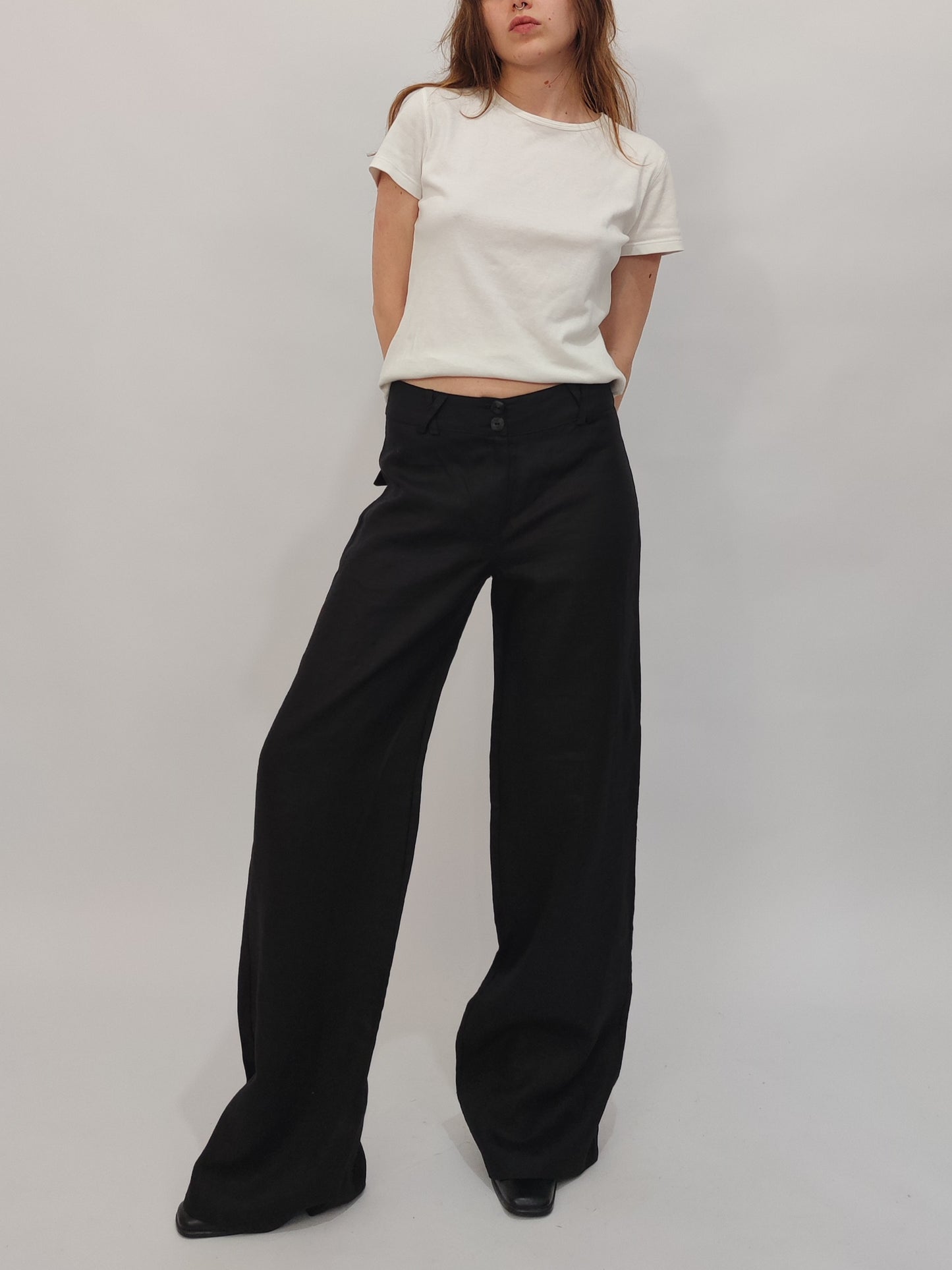 100% Linen Black Pants - Deadstock